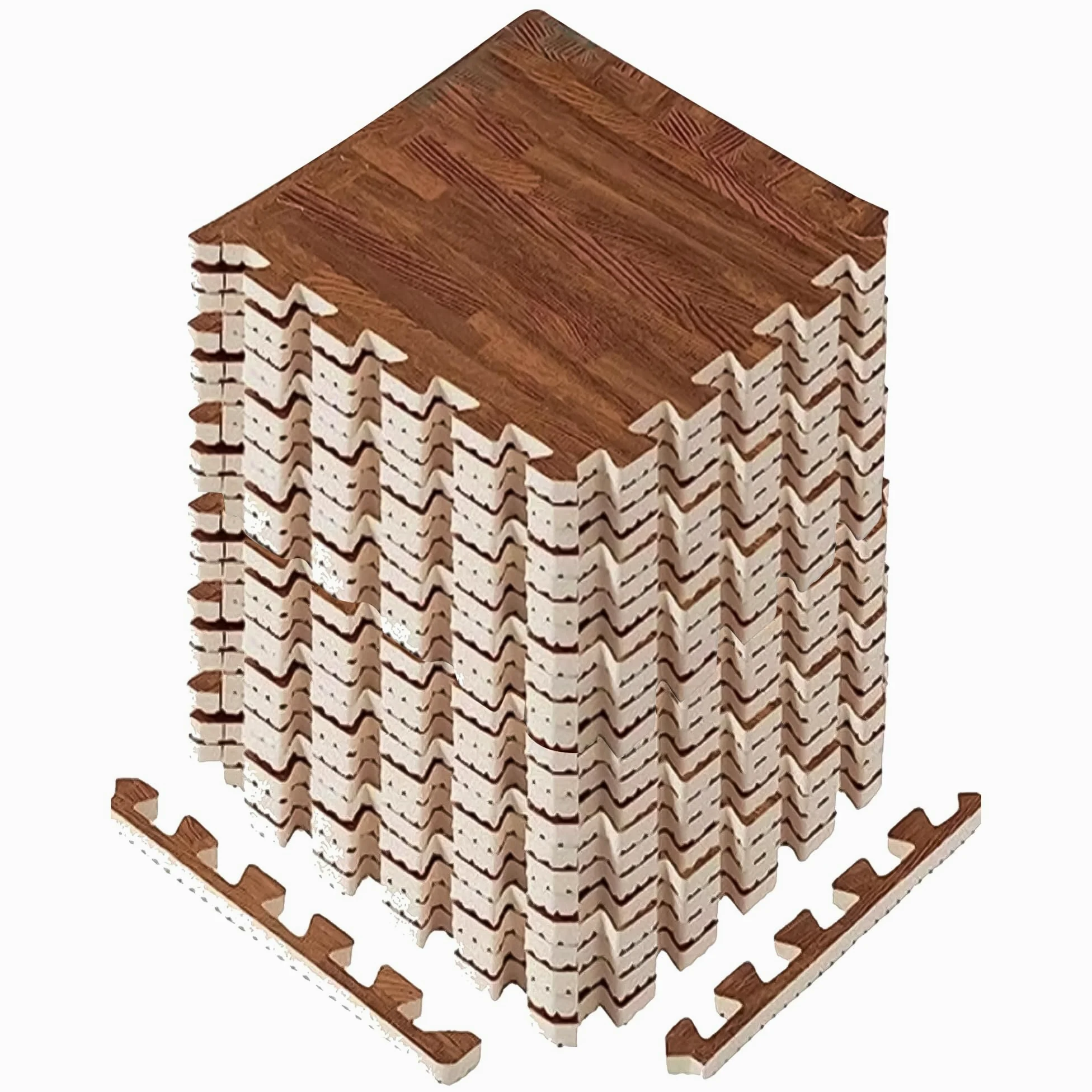 Yes4All Tapis de sol en mousse imitation bois – 1,1 m², 2,2 m², 3,3 m² – Dalles en mousse EVA emboîtables avec bordures, pour protéger le sol et créer un espace d'entraînement à domicile