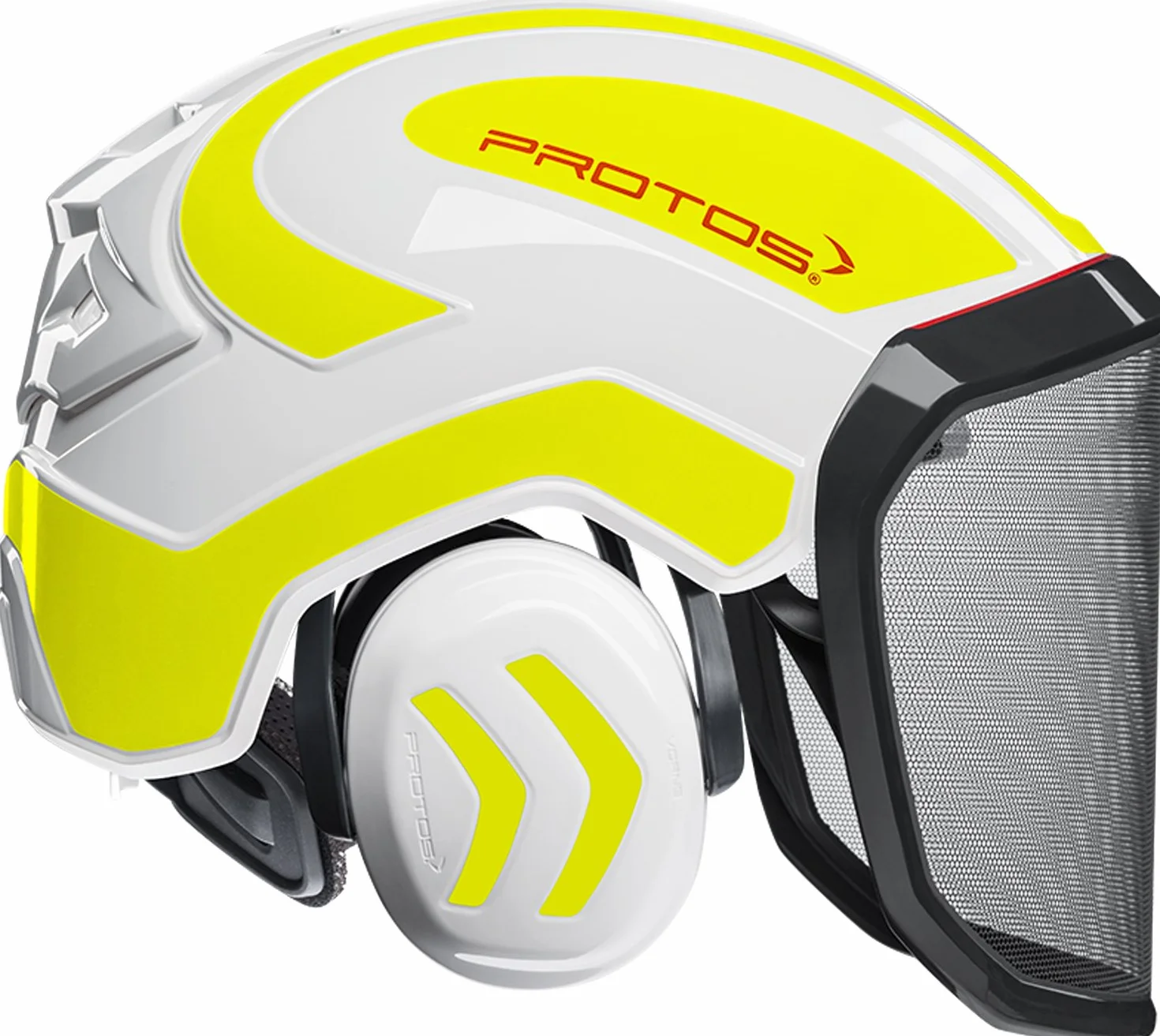 PROTOS Integral Forest – Casque forestier (Blanc/Jaune), Mixte, taille unique