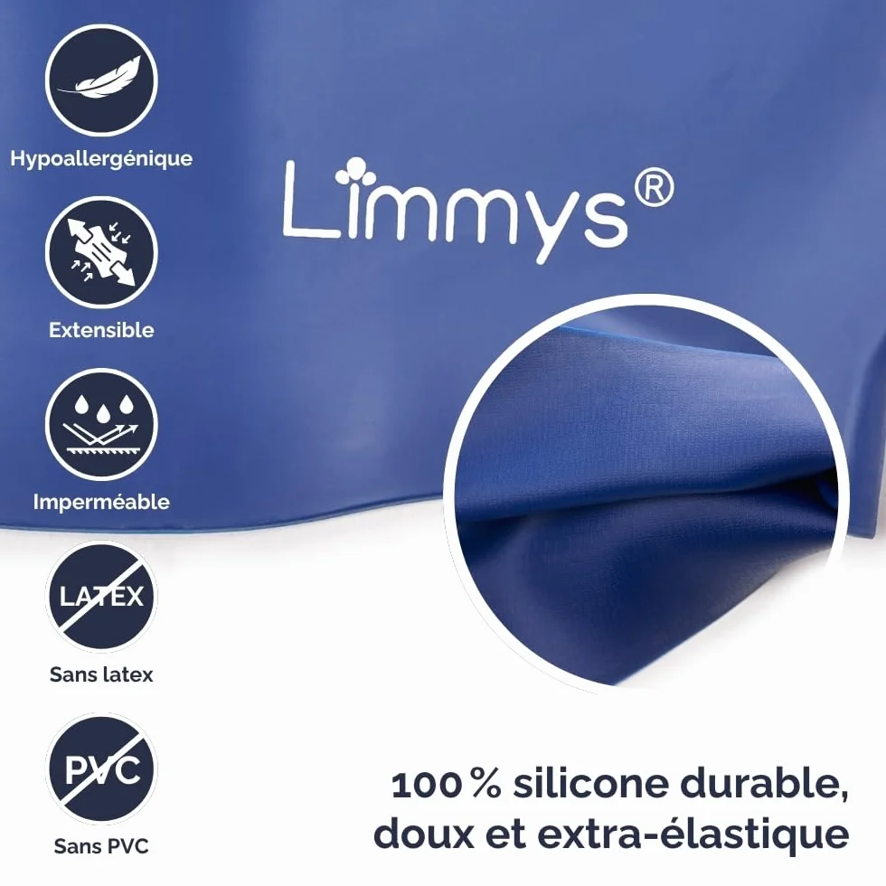 Limmys Bonnet de Bain en Silicone pour Enfants – Antidérapant, Doux, Protection des Oreilles, Ajustement Confortable