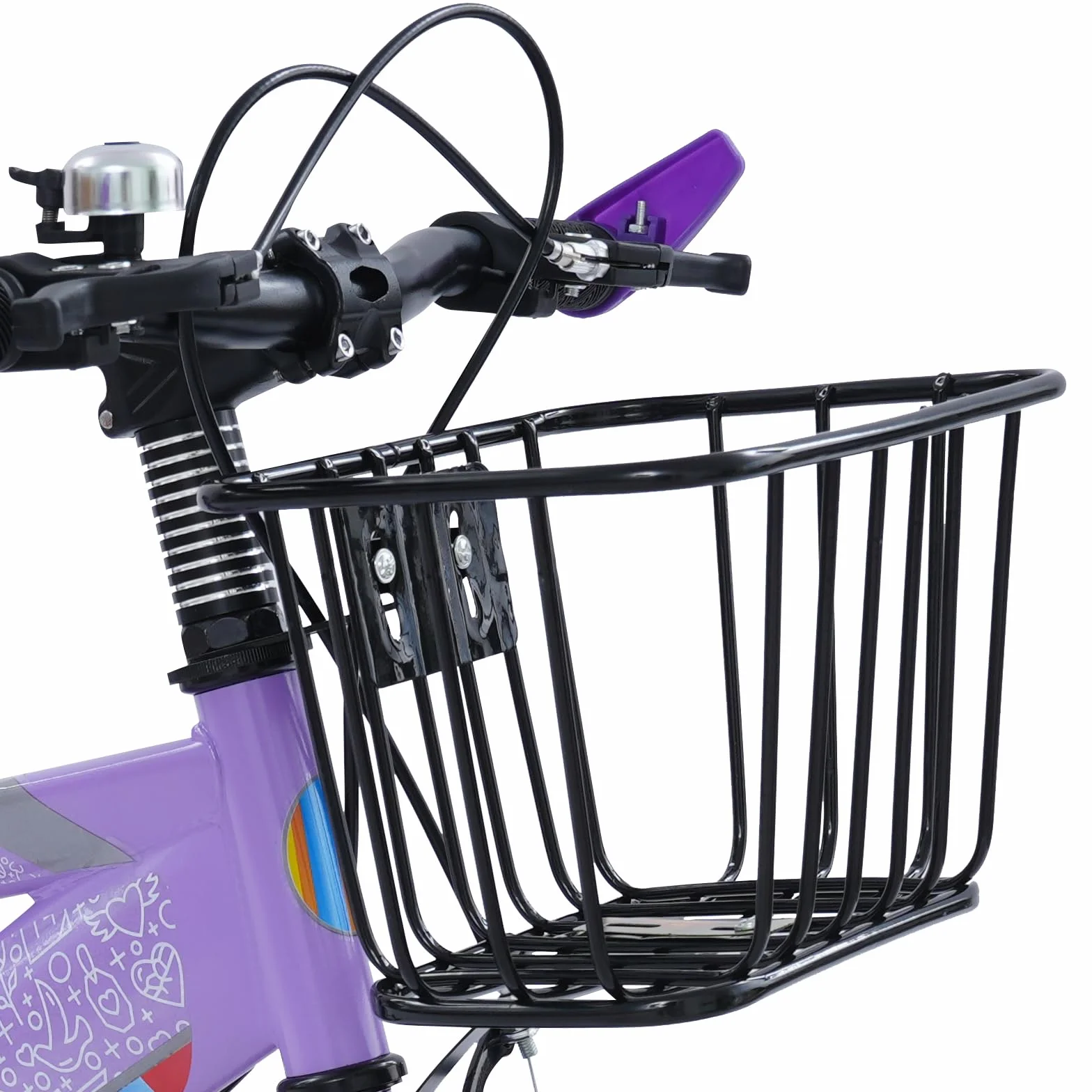Vélo pour enfant 14 pouces avec siège arrière, panier et roues stabilisatrices, hauteur réglable 3 ans