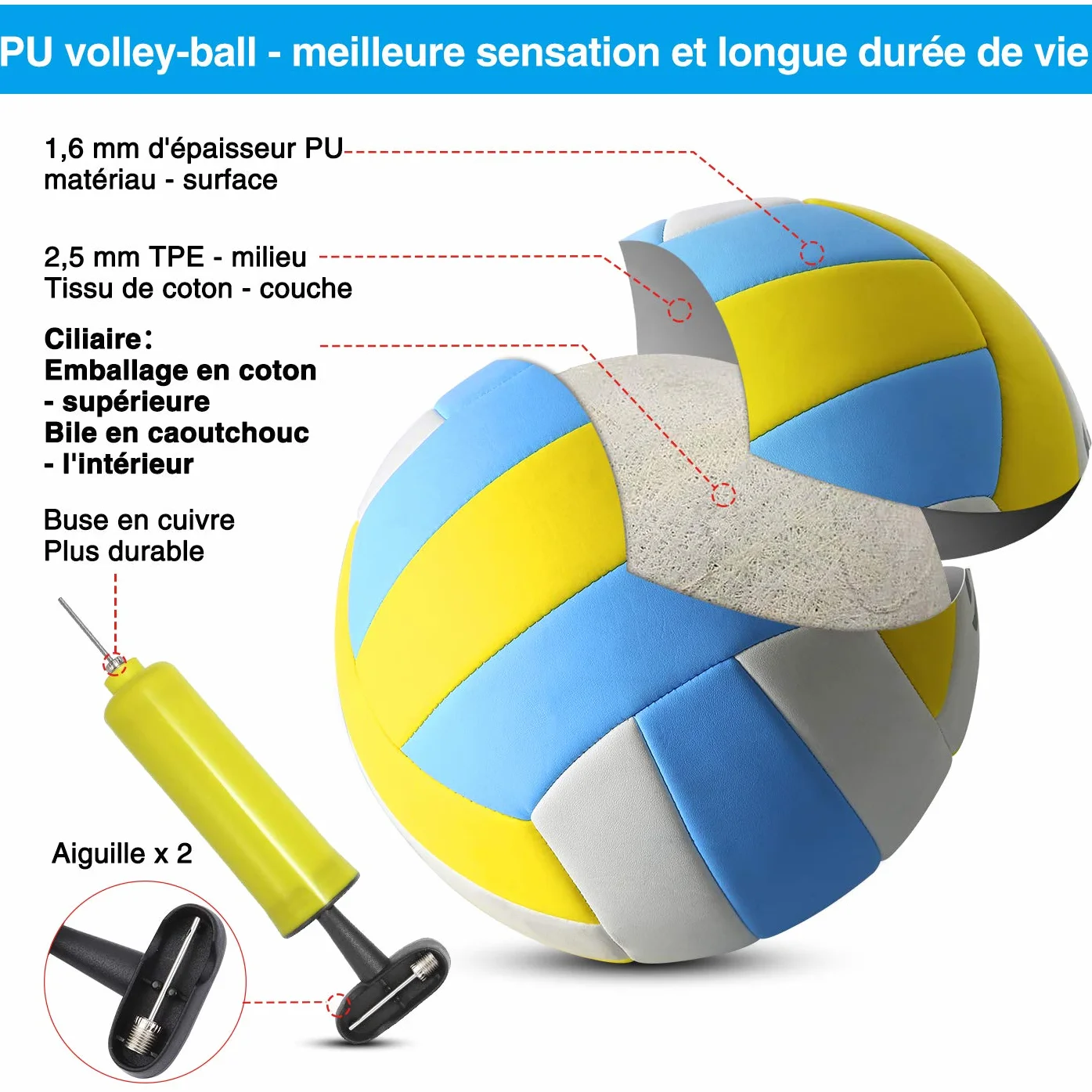 Vanku Filet de Badminton Volley-Ball Tennis Extérieurs Portable Réglable en Hauteur 9.75M x 0.9M