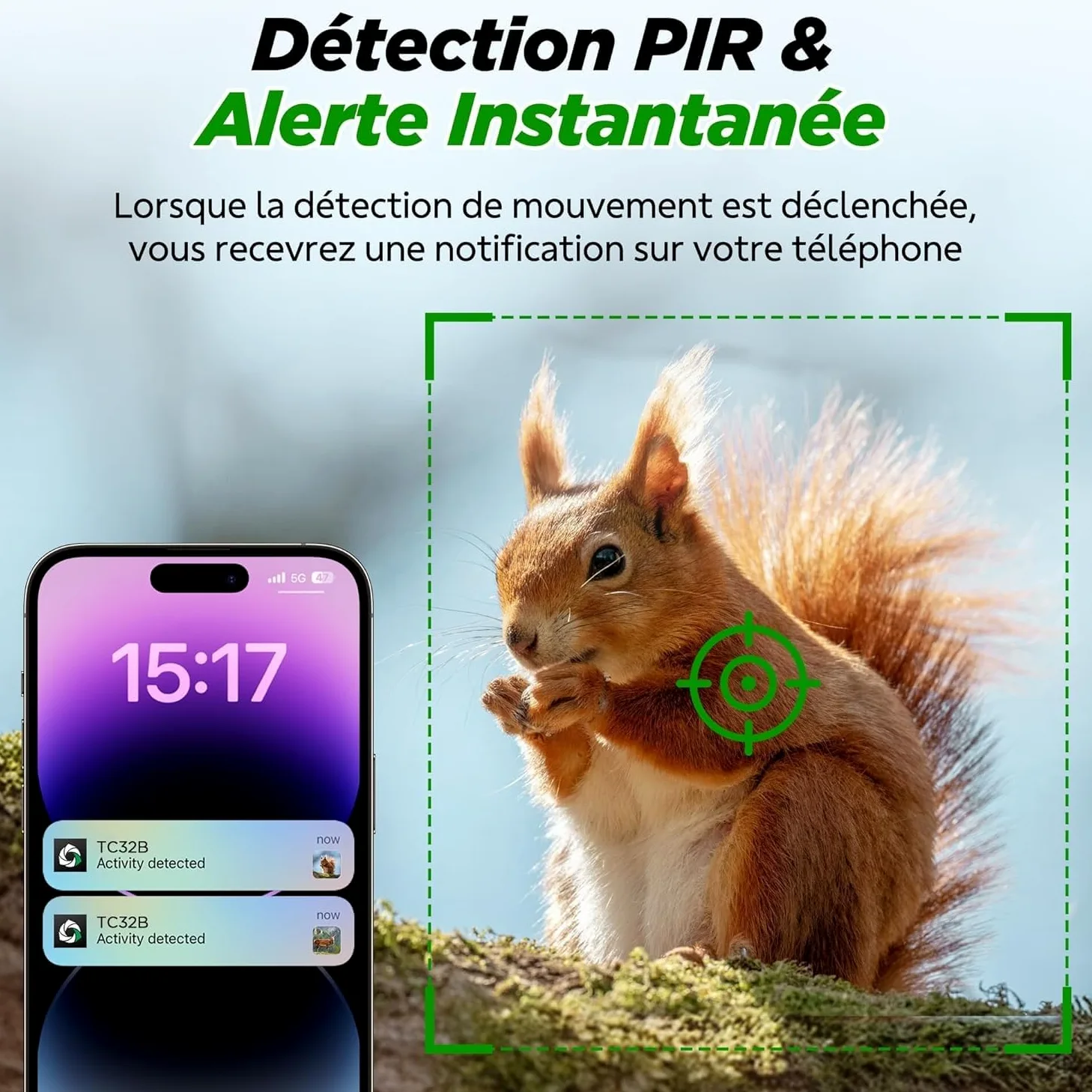 VOOPEAK Caméra de Chasse 4G LTE Solaire connectée, 2.5K, 355°/90°, IP66 | Avec vision nocturne, détecteur de mouvement PIR, vue en direct via l’application et accès à distance pour les passages de gi