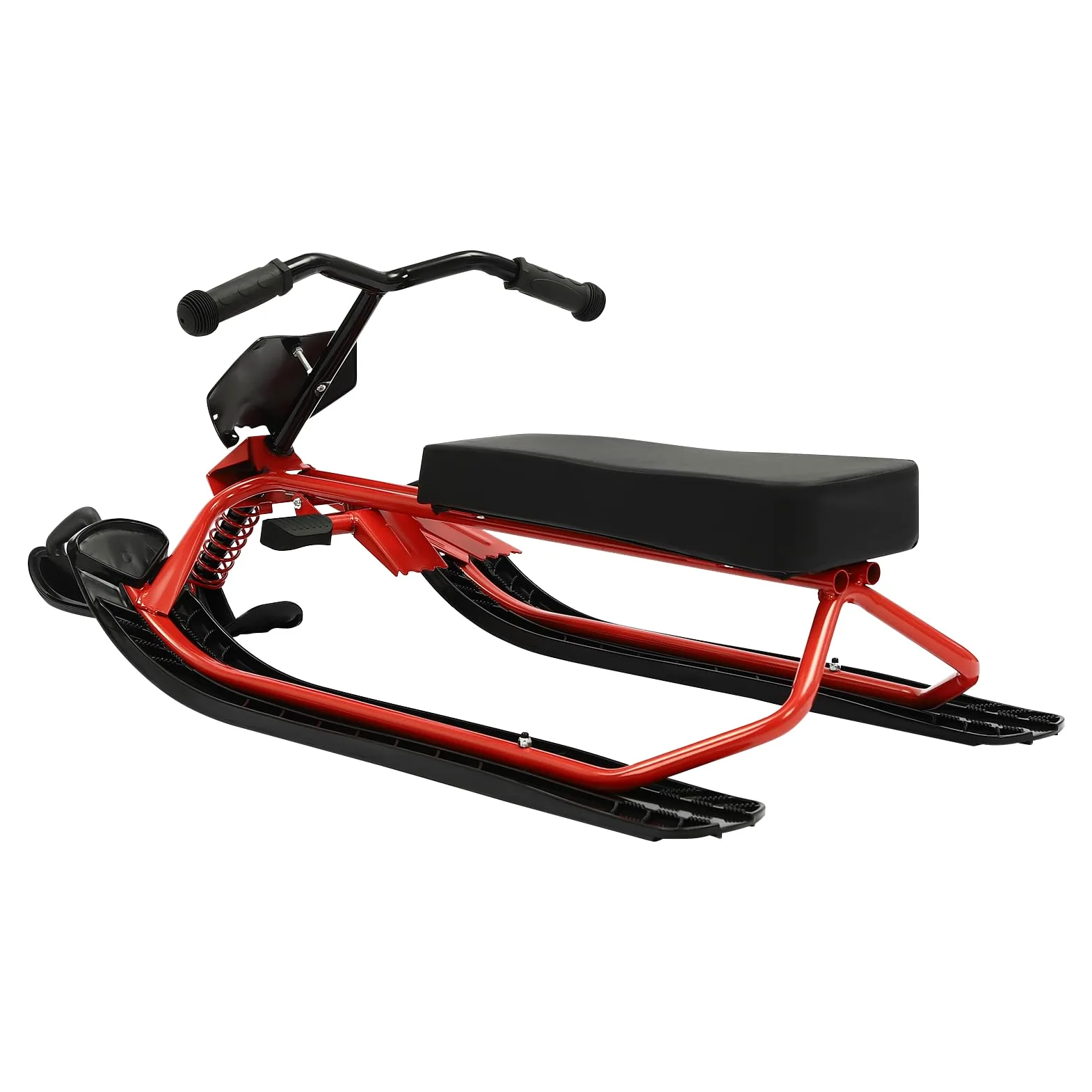 Luge de direction pour enfants, avec freins à pied et corde de traction, luge avec volant, luge pour enfants, luge à patins, luge à neige, max. 80 kg