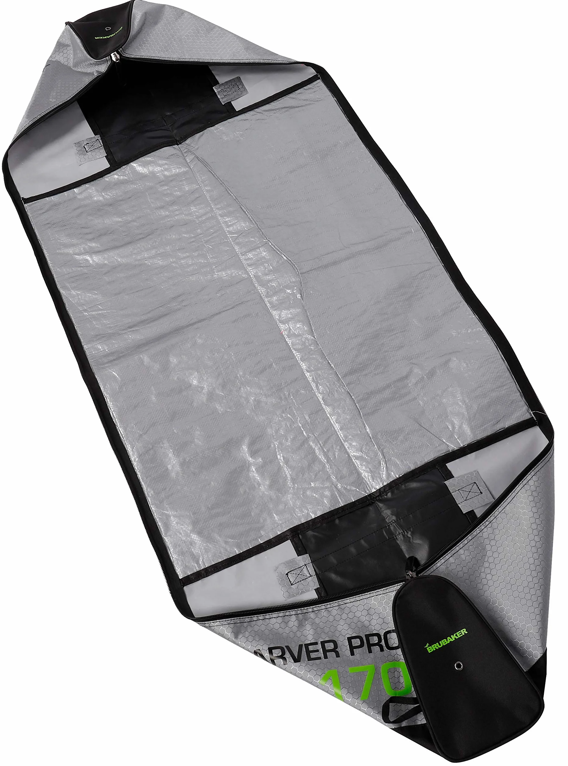 BRUBAKER CarverTec Pro Housse à Skis rembourrée 1 Paire Skis Bâtons 170 cm 190 cm Argenté Vert
