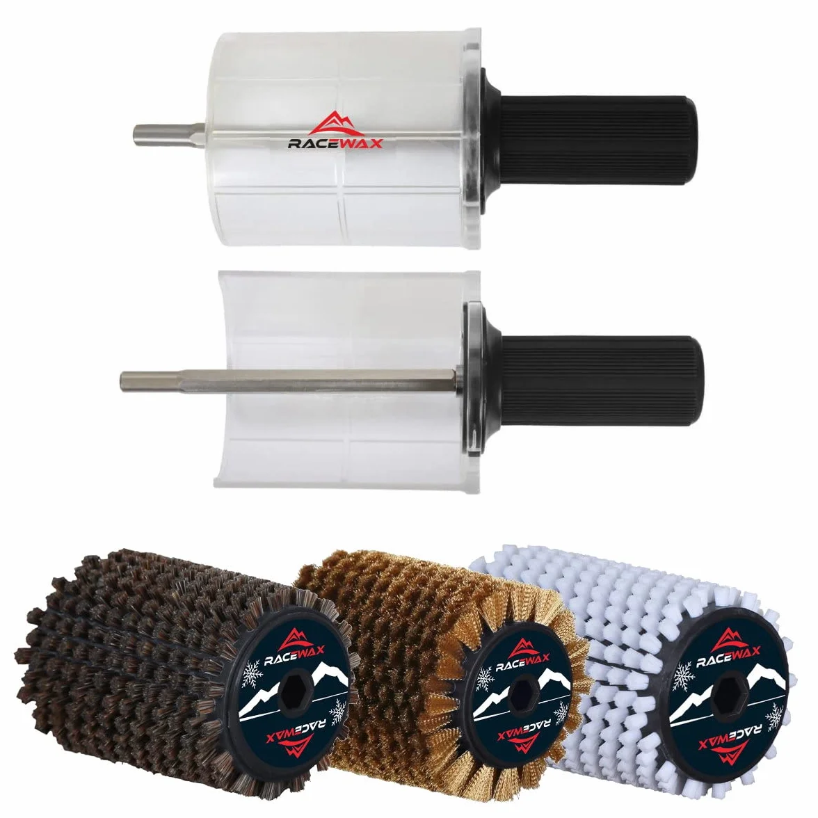 RaceWax Roto Lot de brosses en nylon crin de cheval cuivre brosse rotative 100mm SpeedStick