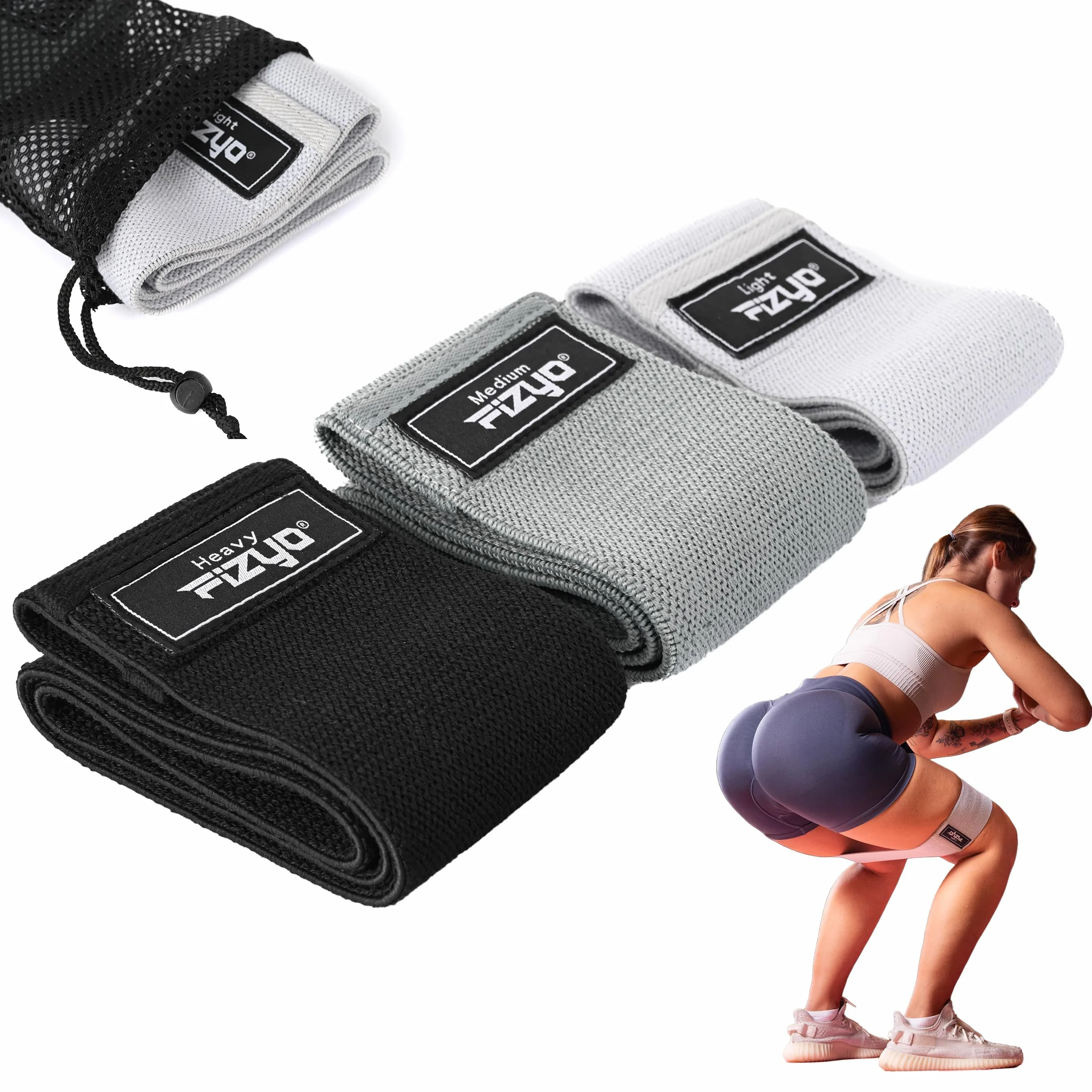 Fizyo Lot de 3 Bandes de Fitness avec Niveaux de Résistance pour Musculation