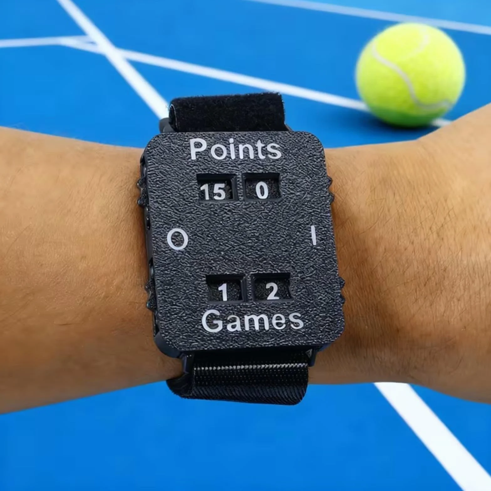 Bracelet réglable pour tennis et sport, compteur d'affichage, sangle en résine, 30x4,5x3 cm, noir
