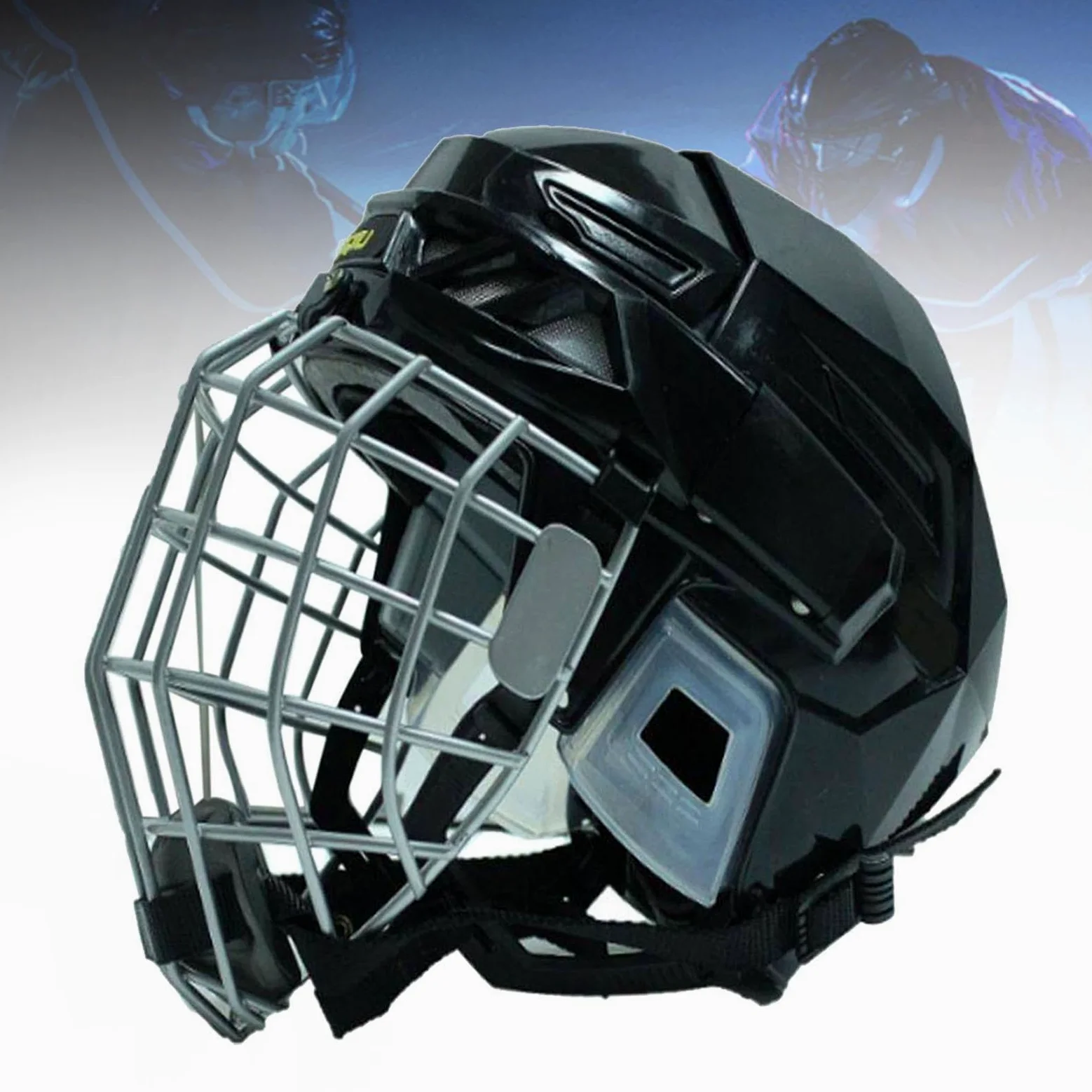 LOVIVER Casque de Hockey sur Glace Casque de Patinage sur Glace Casque de Hockey sur Glace Équipement de Hockey réglable Noir Casque de Patinage à roulettes