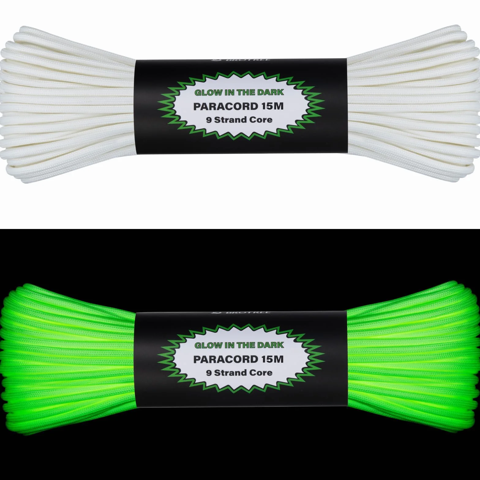 Brotree Lumineuse Paracorde Fluorescente 4mm 15m Corde 9 Brins 550 pour Artisanat Camping