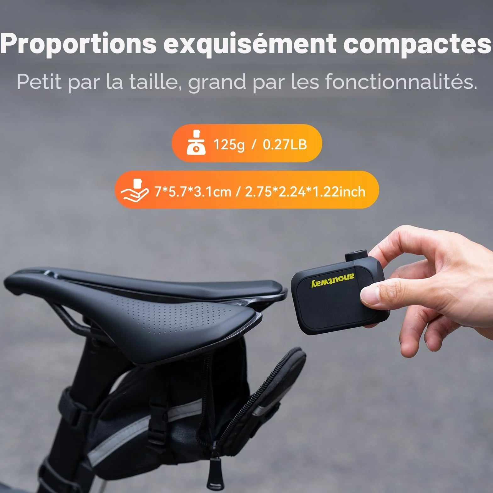 Mini Pompe à vélo électrique avec manomètre numérique AT1 Pro, arrêt automatique pour VTT et vélo de route