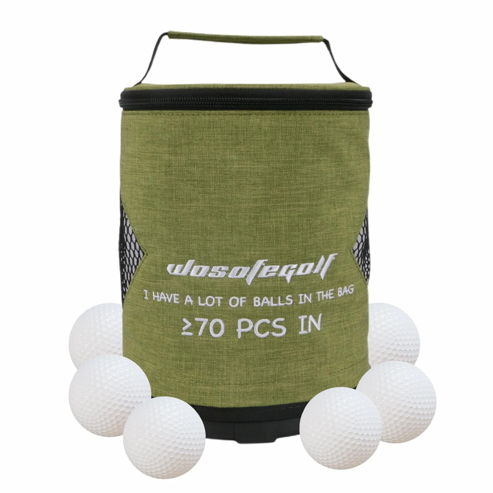 Pochette pour balle de golf cylindrique grande capacité avec fermeture éclair portable pliable léger pingpong
