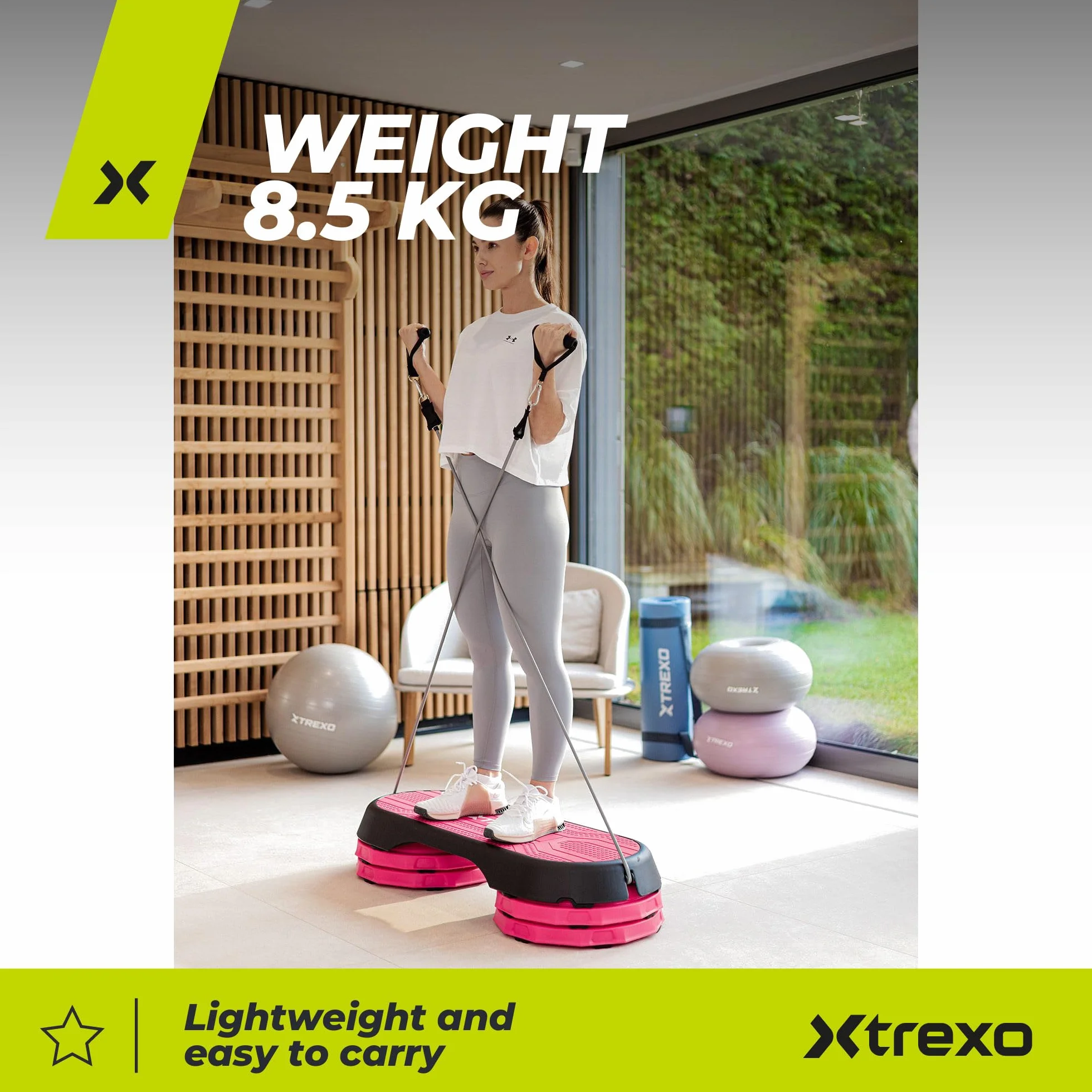 TREXO Marche d'aérobic 107x42 cm Hauteur ajustable 10-15-20 cm Polypropylène TPR 250 kg