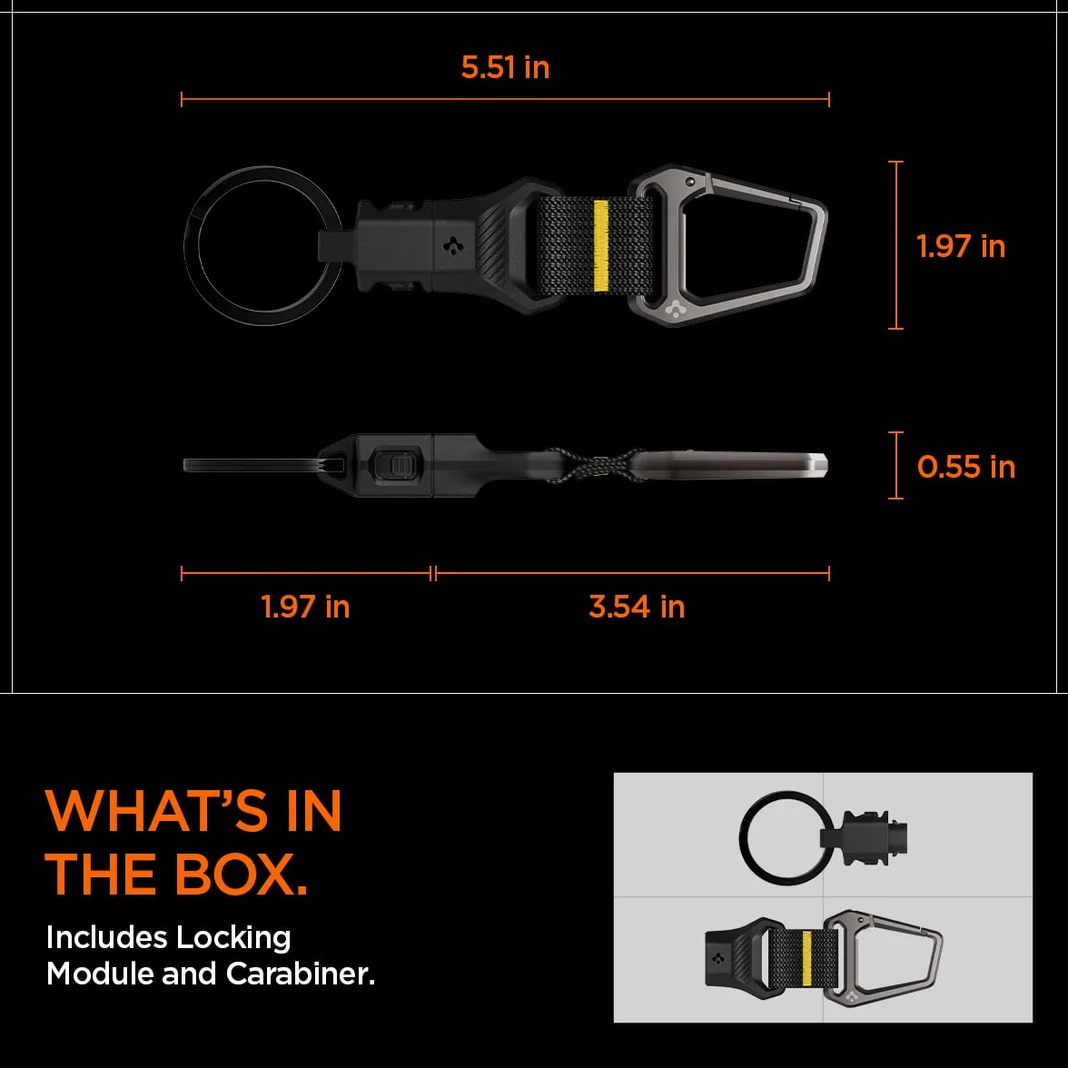 Spigen Life Mousqueton Porte-Clés Magnétique Amovible Organisateur de Clés Noir