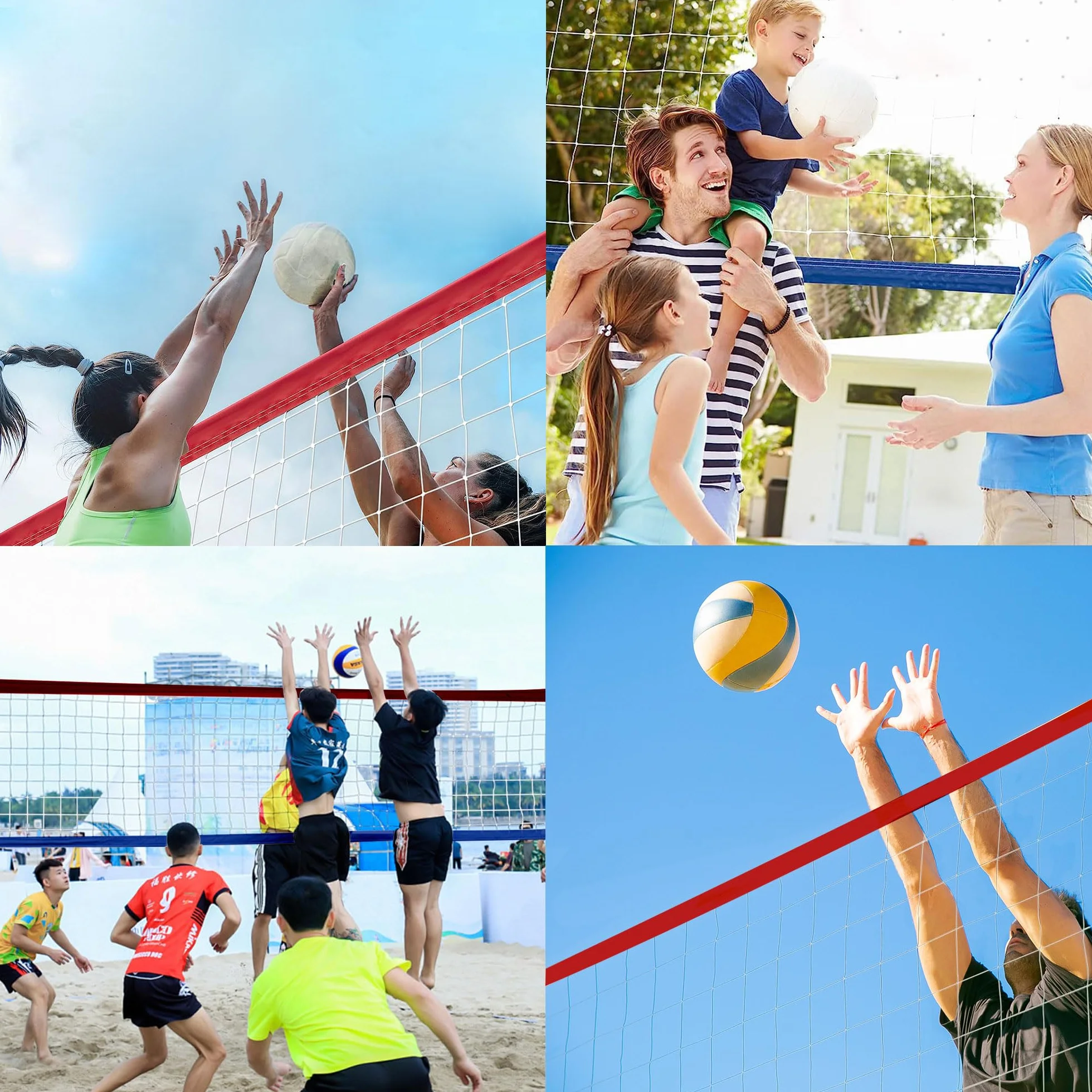 Filet de Volleyball 9,5m x 1m de Remplacement avec Sac de Transport Pliable pour Plage Piscine Sport