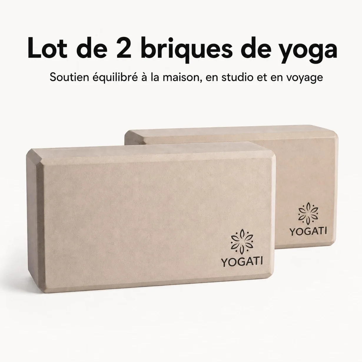 YOGATI Blocs de Yoga en Mousse EVA lot de 2 22x12x7.5 cm Antidérapant pour Pilates Fitness
