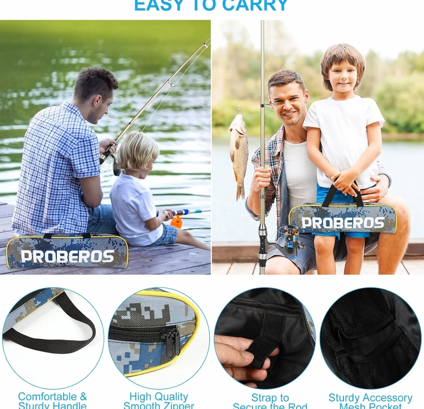Kit Canne à Pêche Télescopique avec Moulinet, 1.8m, Surf, Sac de Transport