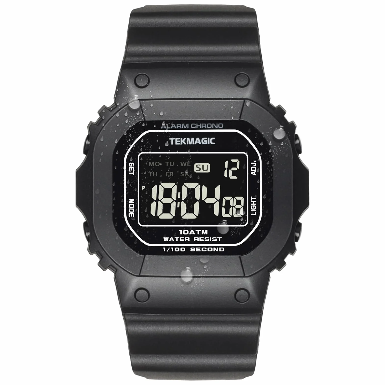 Montre Sport Résistant à l'Eau 10 ATM pour Natation Plongée avec Chronomètre et Calendrier