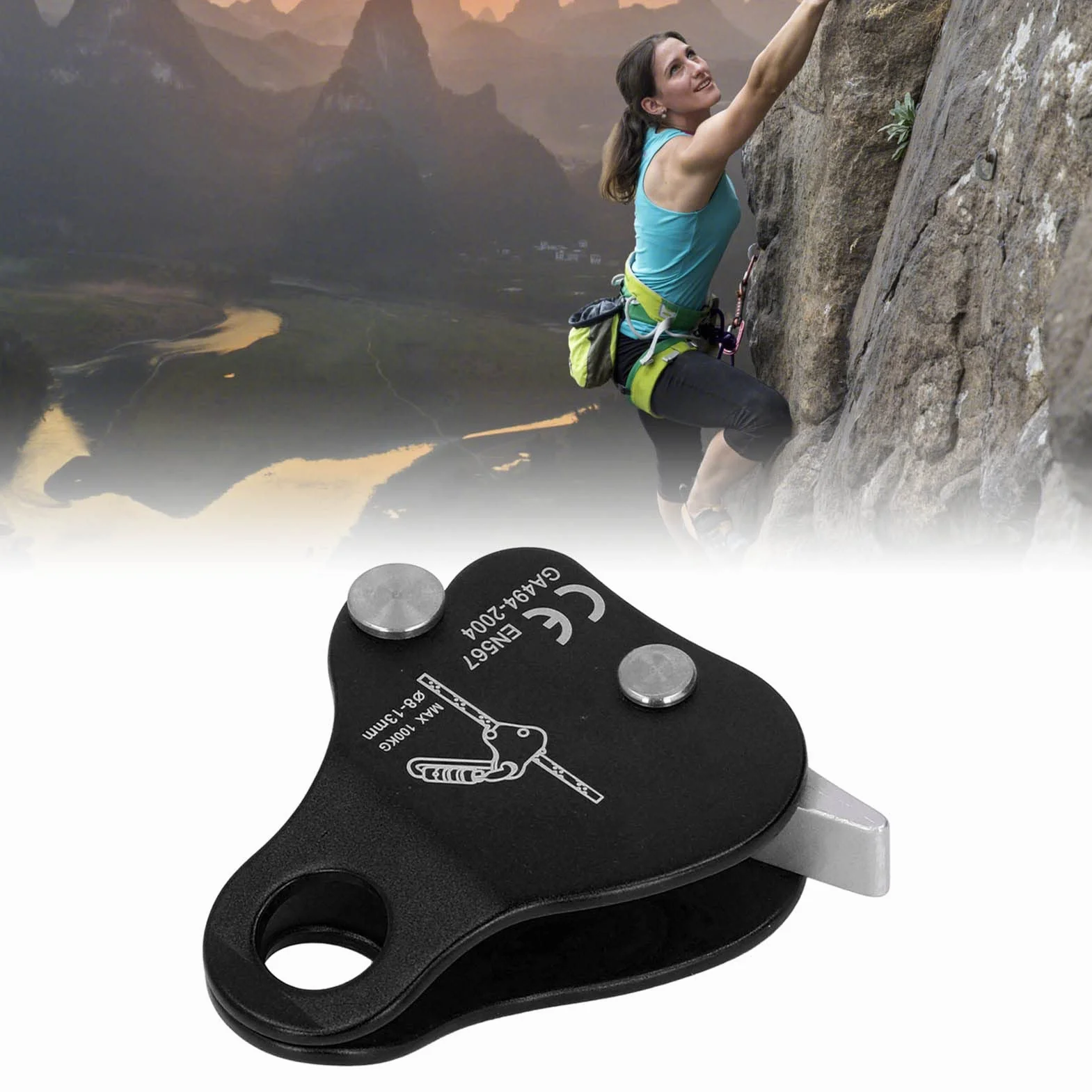 Keenso Bloqueur de Corde d'escalade en Alliage d'aluminium Autobloquant 8-13 mm pour Alpinisme Plein Air Noir
