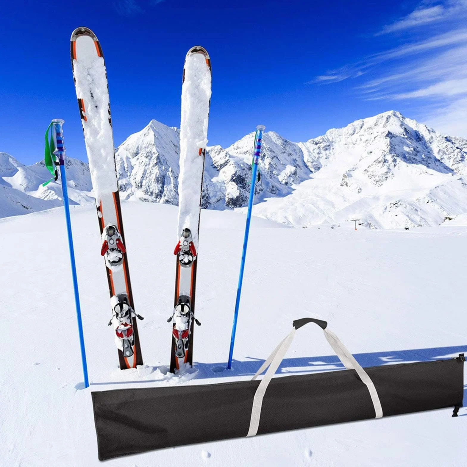 Sac de Transport pour Skis 185 x 33 cm Noir imperméable