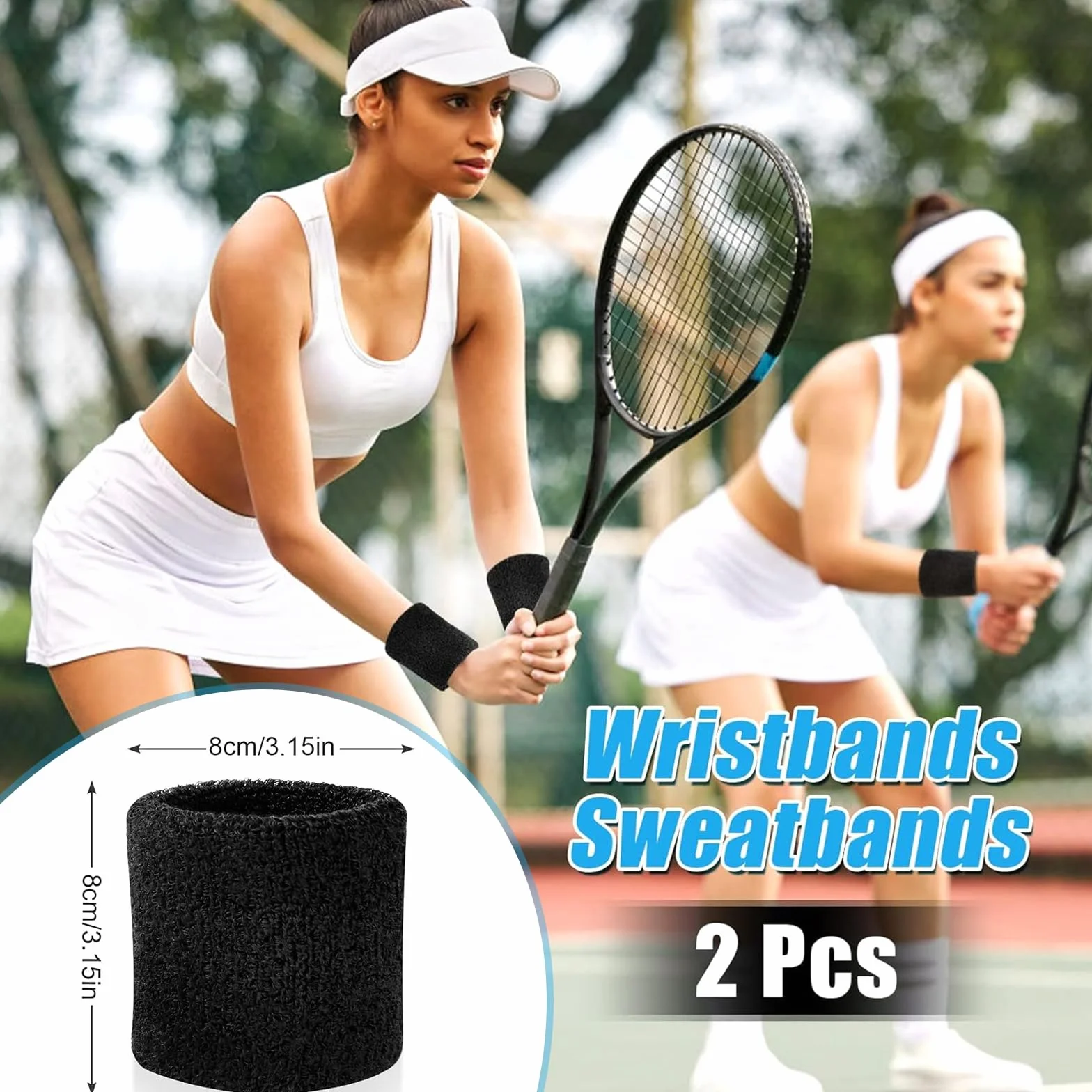 Bandeau Poignet Sport en Coton Doux, Brassard Éponge Absorbant pour Gym Tennis Course