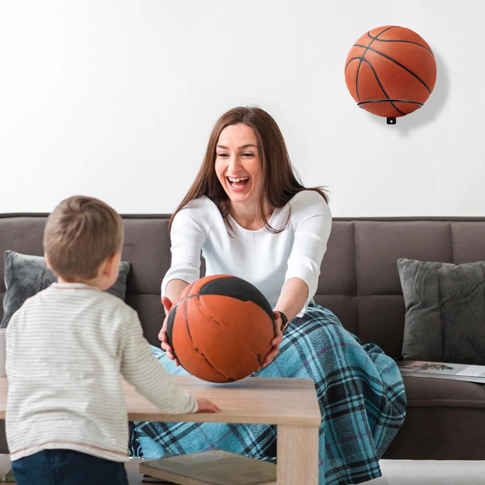 Support Mural Ballon Foot Basket 6 Pcs Rangement Ballon