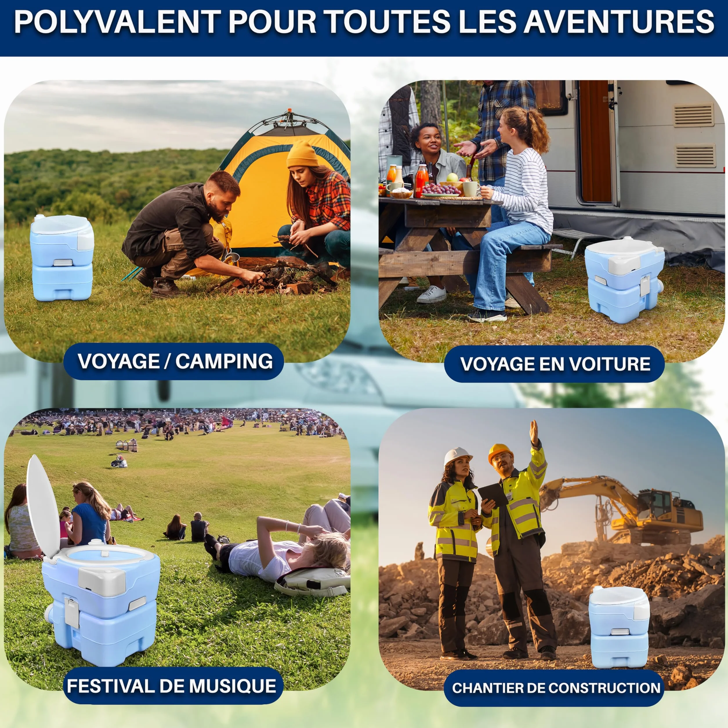 SereneLife Toilette Portable 20L Camping VR Bateau 120 Chasses Réservoir Détachable