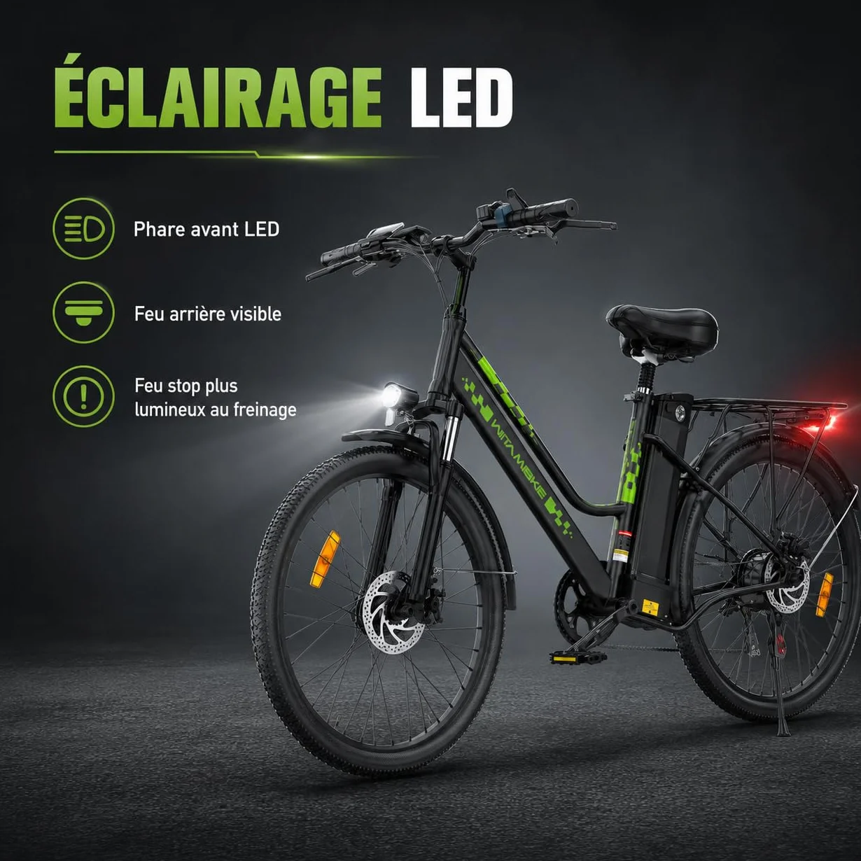 Vélo Électrique 26 Pouces 250W 36V 15Ah Batterie Amovible Smart Urban E-Bike Adulte