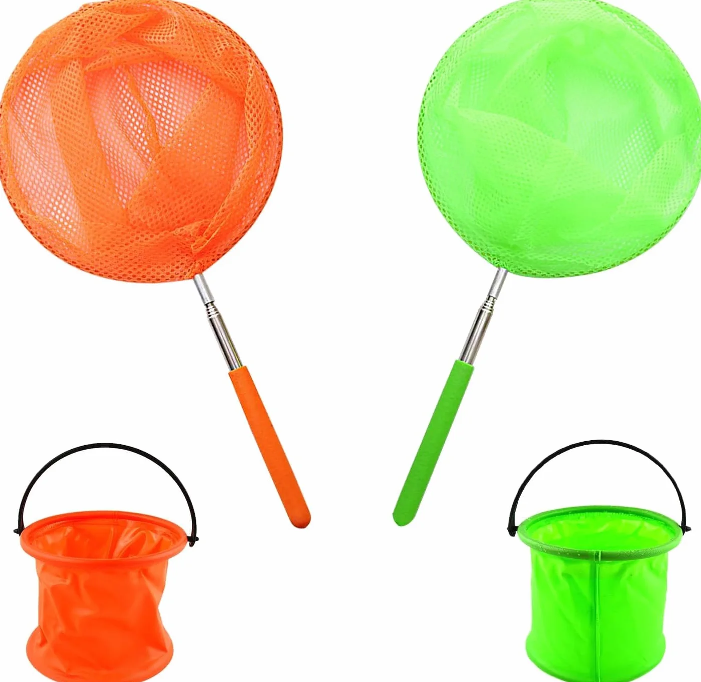 4 Pièces Filet À Papillon Enfant,Filets Télescopiques À Papillons Seaux Pliables Filet Papillon Epuisette Peche Enfant Enfants Filet Pêche Extensible Insectes Filets pour Catching Insects Fishing Play