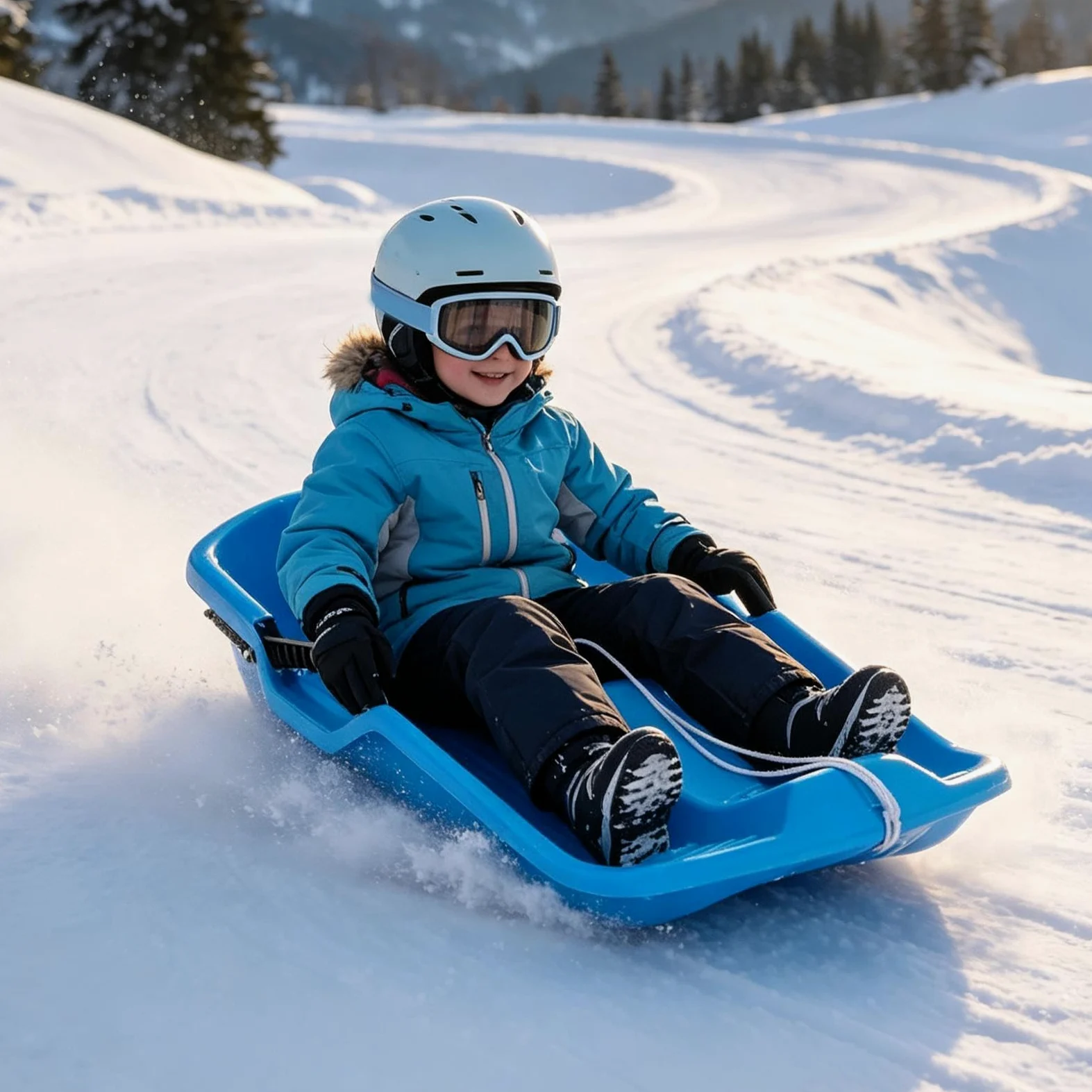 Luge De Neige pour Toboggan 2 Places Léger pour Hiver avec Poignées Et | Luges D'Hiver Pour Pour Garçons Filles Extérieur Plage Sable Glace Pentes Toutes Saisons