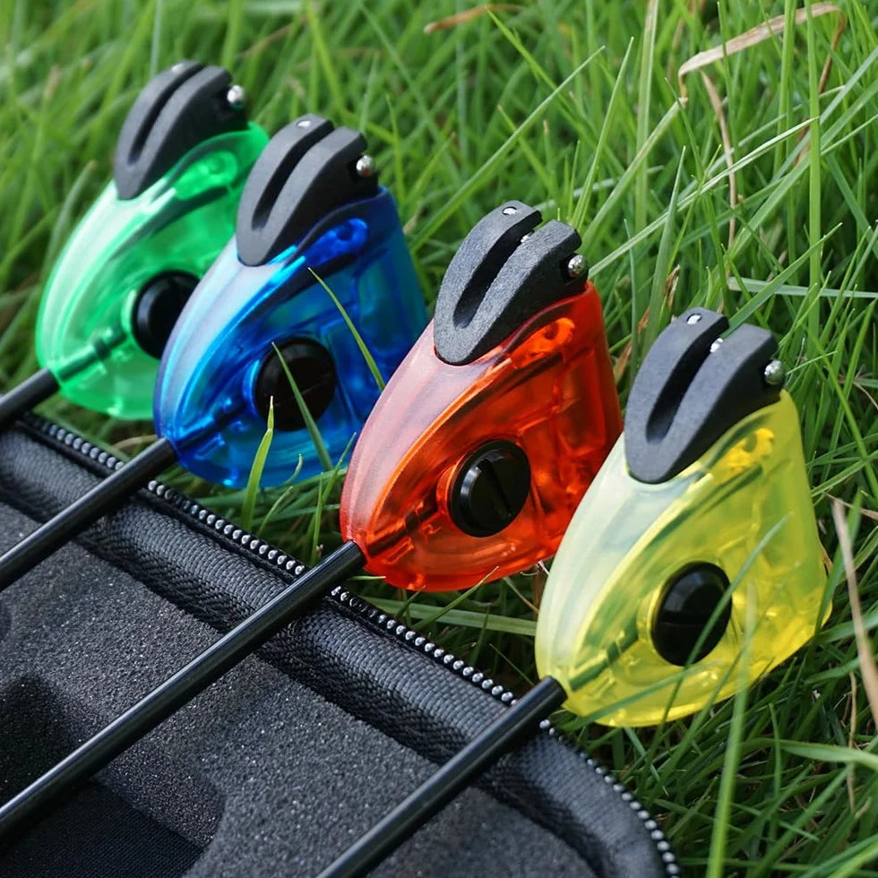 Hirisi Tackle Lot de 4 détecteurs de touche de pêche à la carpe avec lumière LED 2,5 mm