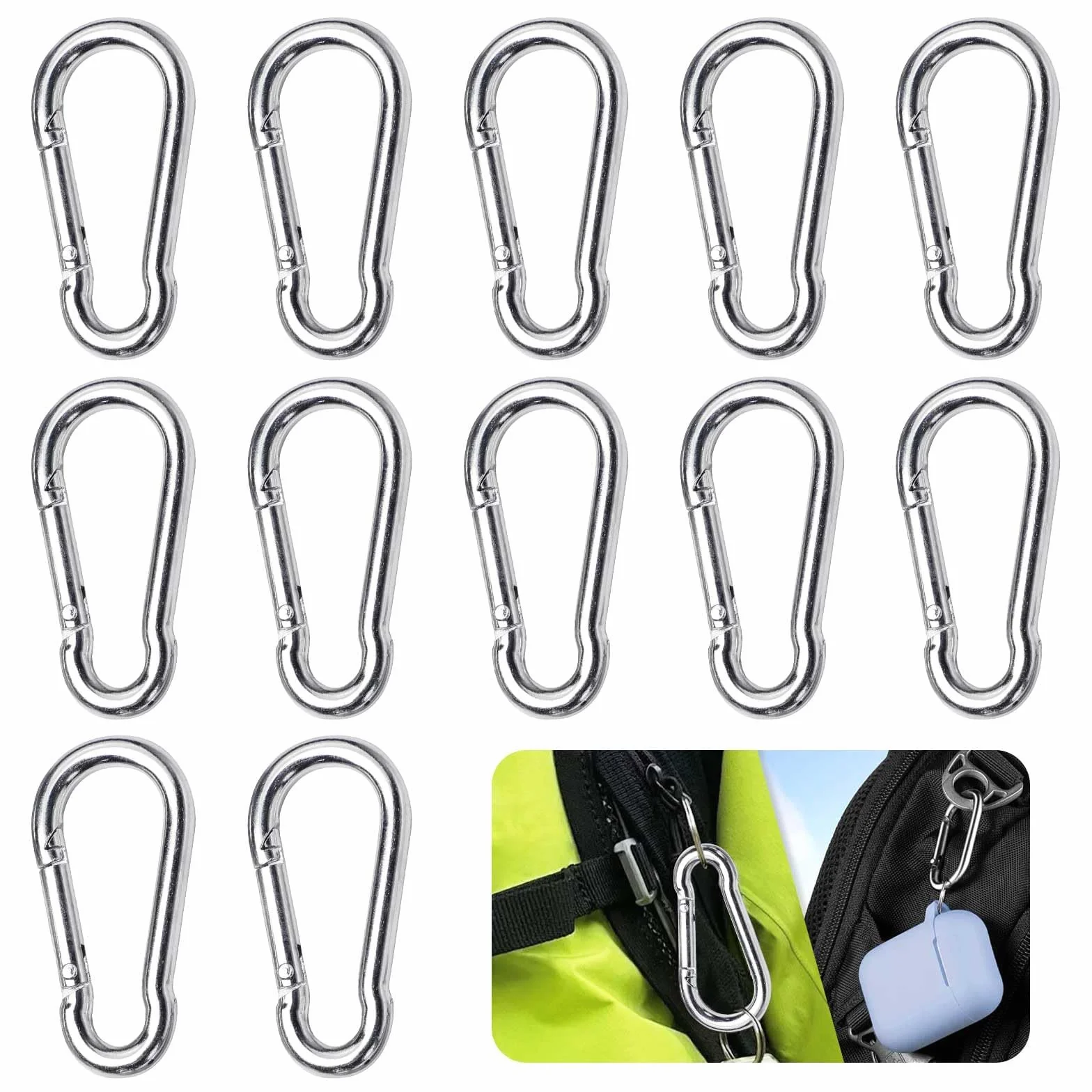 Mousquetons INOX 36 KG Escalade Porte-Clés Sac à Dos Camping Pêche