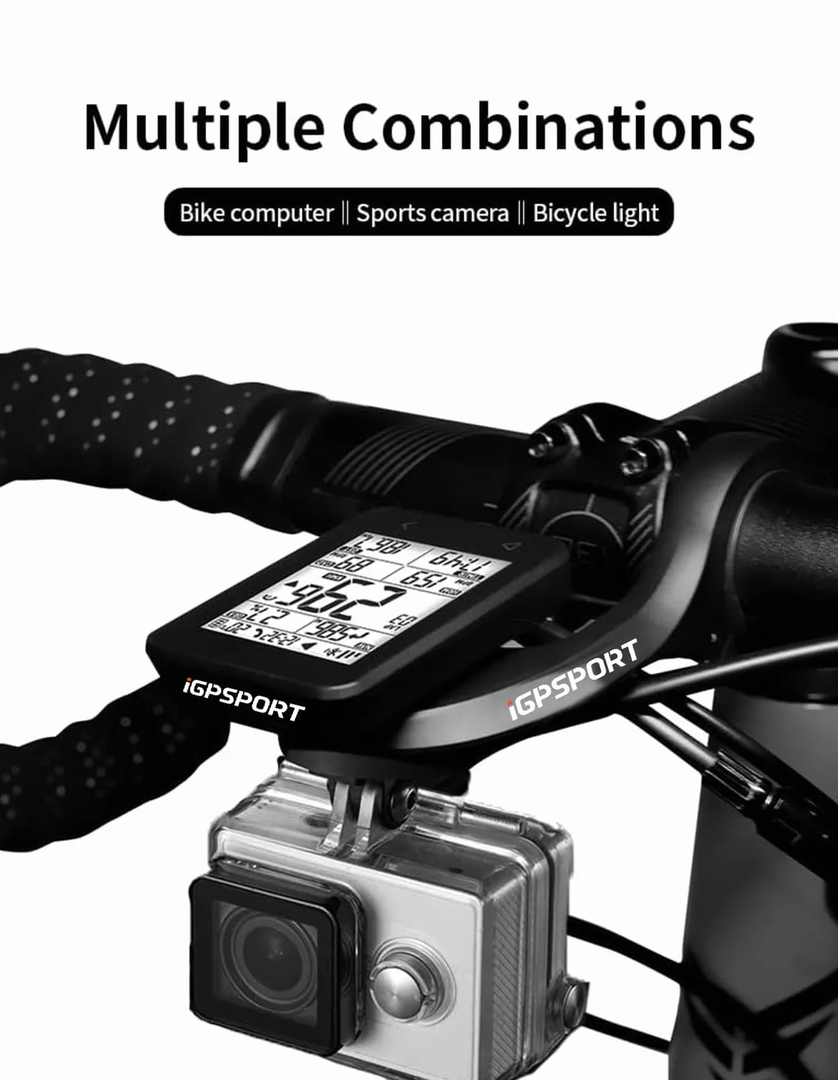 iGPSPORT BSC100MAX Compteur Velo sans Fil et CAD70 Capteur de Cadence et M80 Support de Vélo
