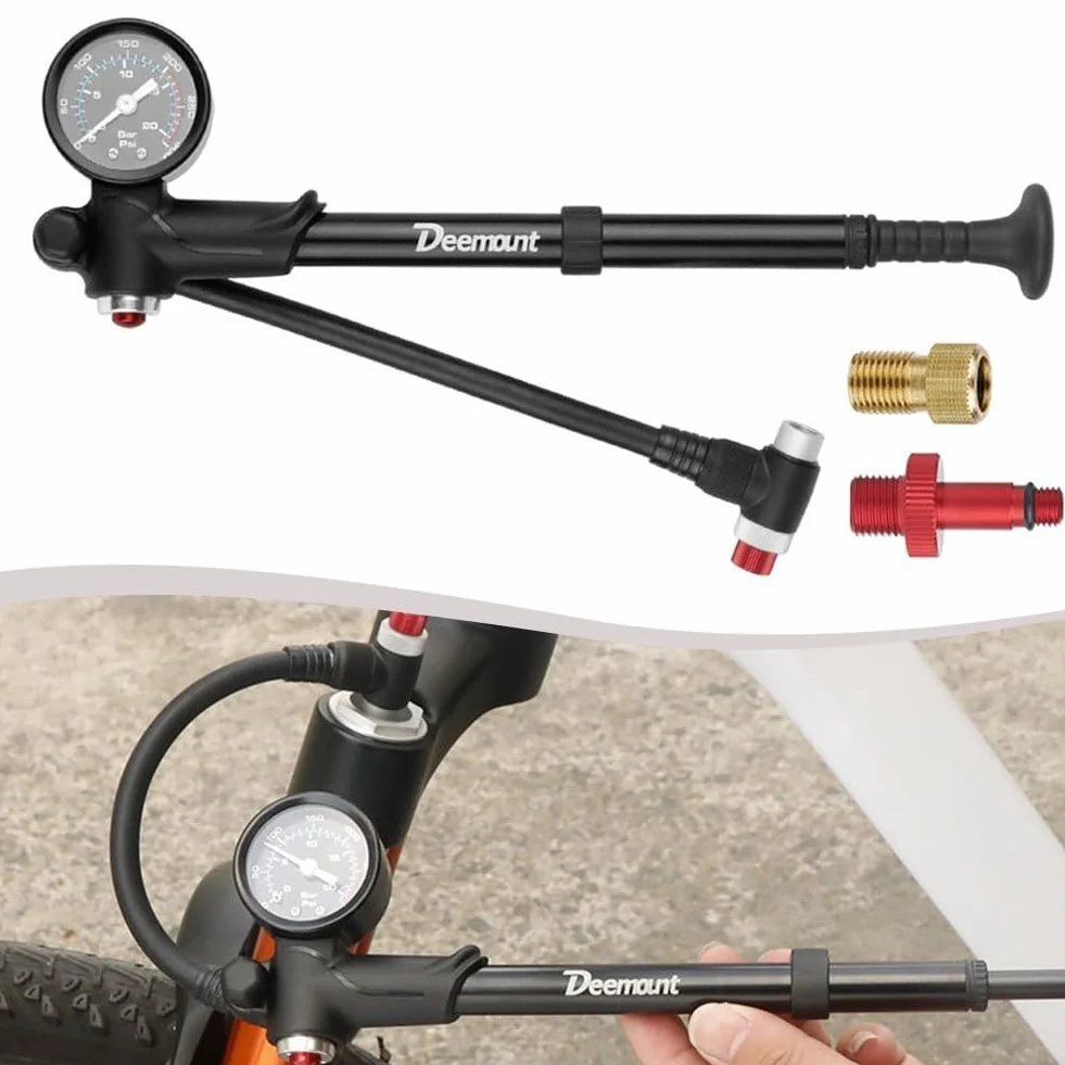 Pompe à air de vélo 300 psi avec manomètre intégré pour fourche avant et amortisseur arrière