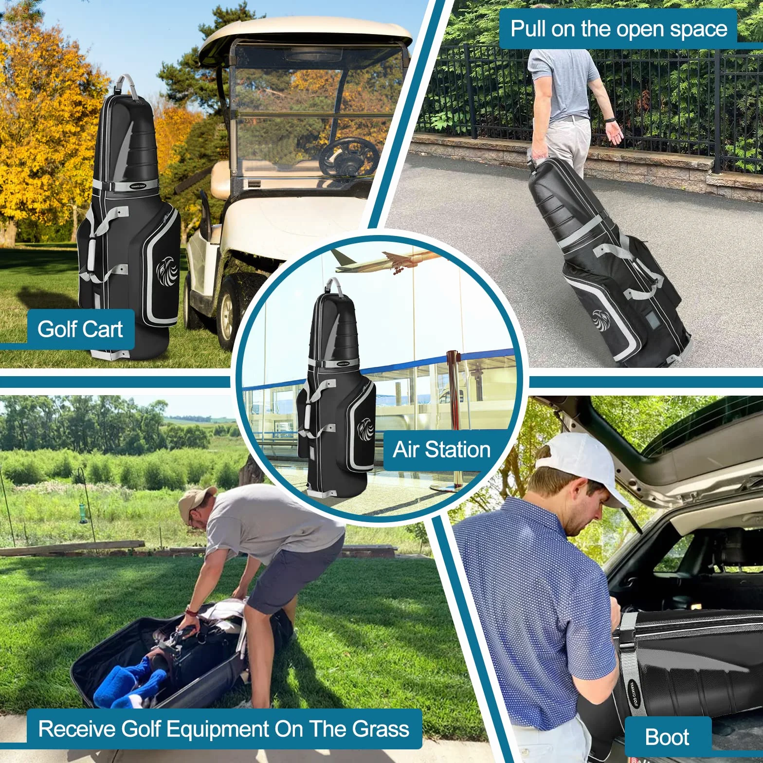 Yamato Sac de Voyage ABS Rigide pour Clubs de Golf avec Roues et Serrure TSA