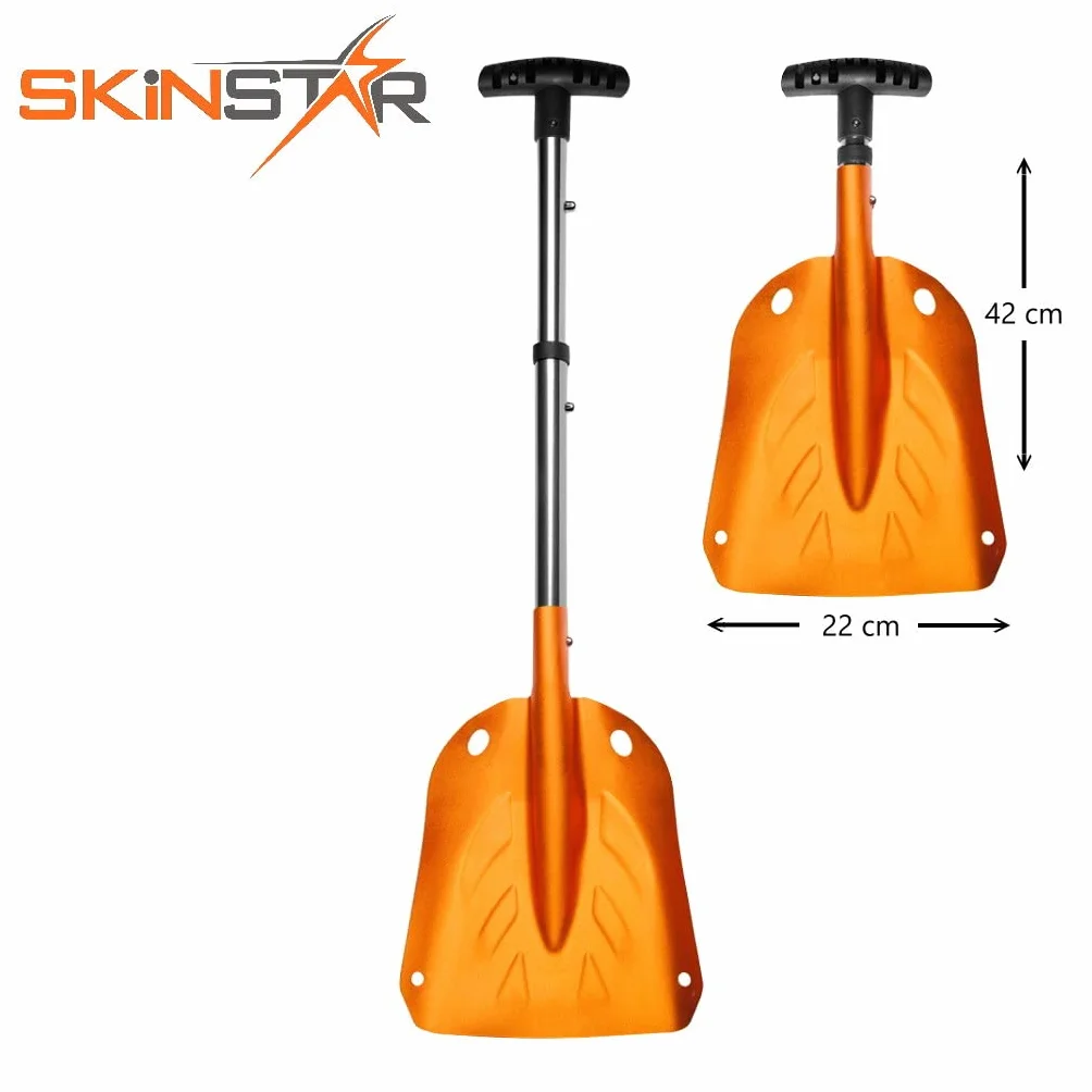SkinStar Pelle avalanche en aluminium pour ski de randonnée, pelle d'urgence 3 parties orange