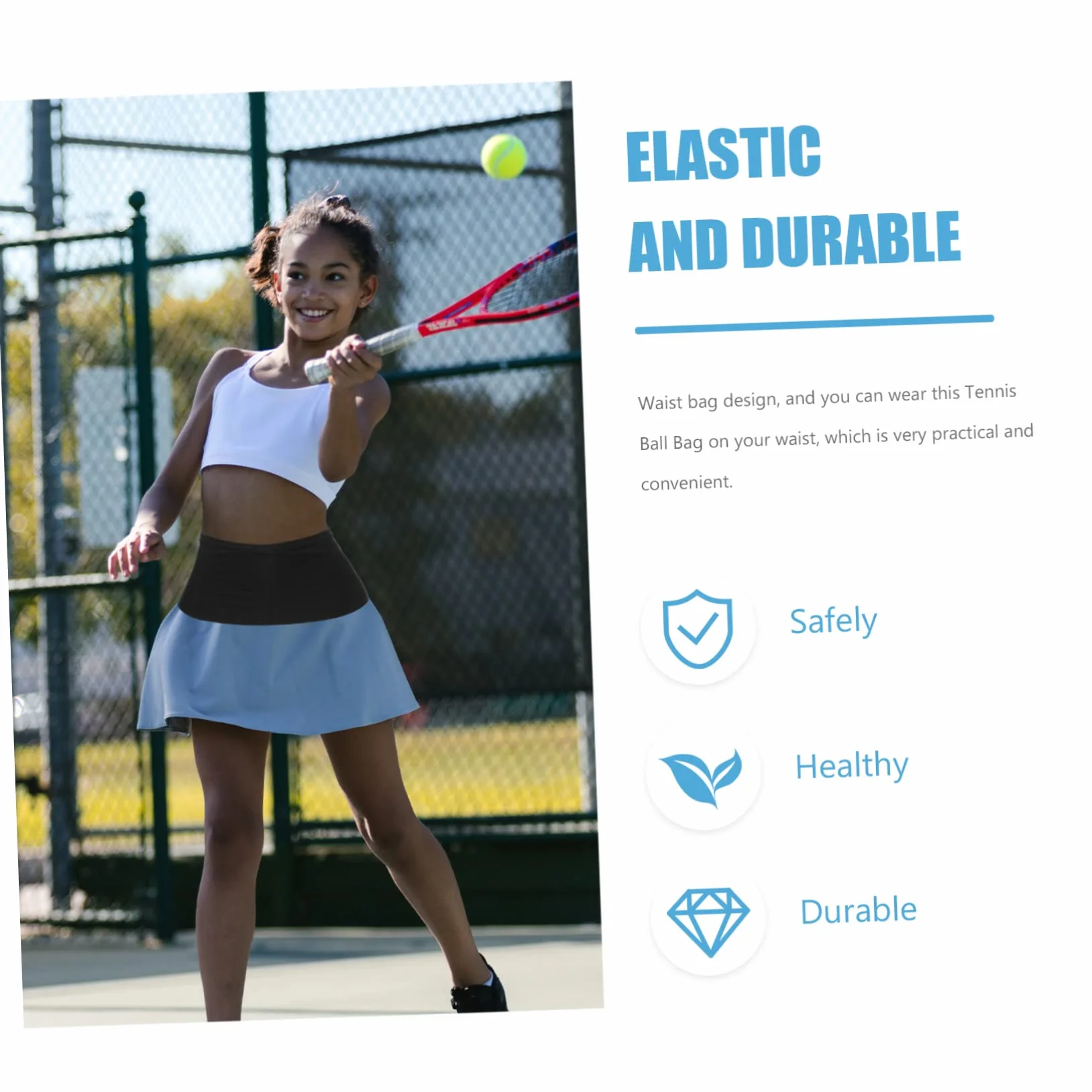BESPORTBLE Banane de Tennis Balle de Tennis de Tennis pour Poche Sportif Accessoire Tennis Accessoires Tennis de balles de Golf Organisateur de balles de Golf Spandex Black