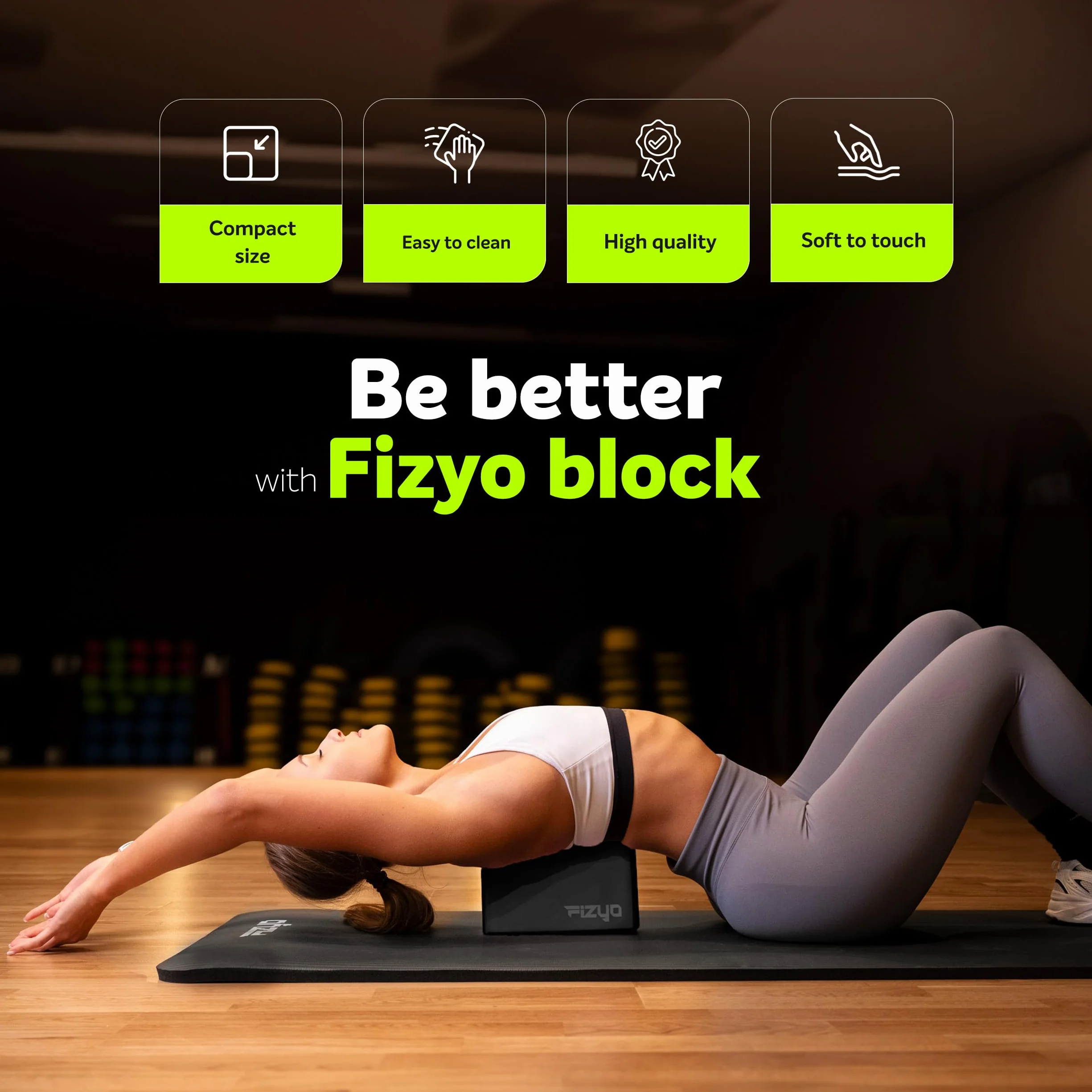 Bloc de yoga antidérapant en mousse EVA pour fitness Pilates 23x7x15 cm
