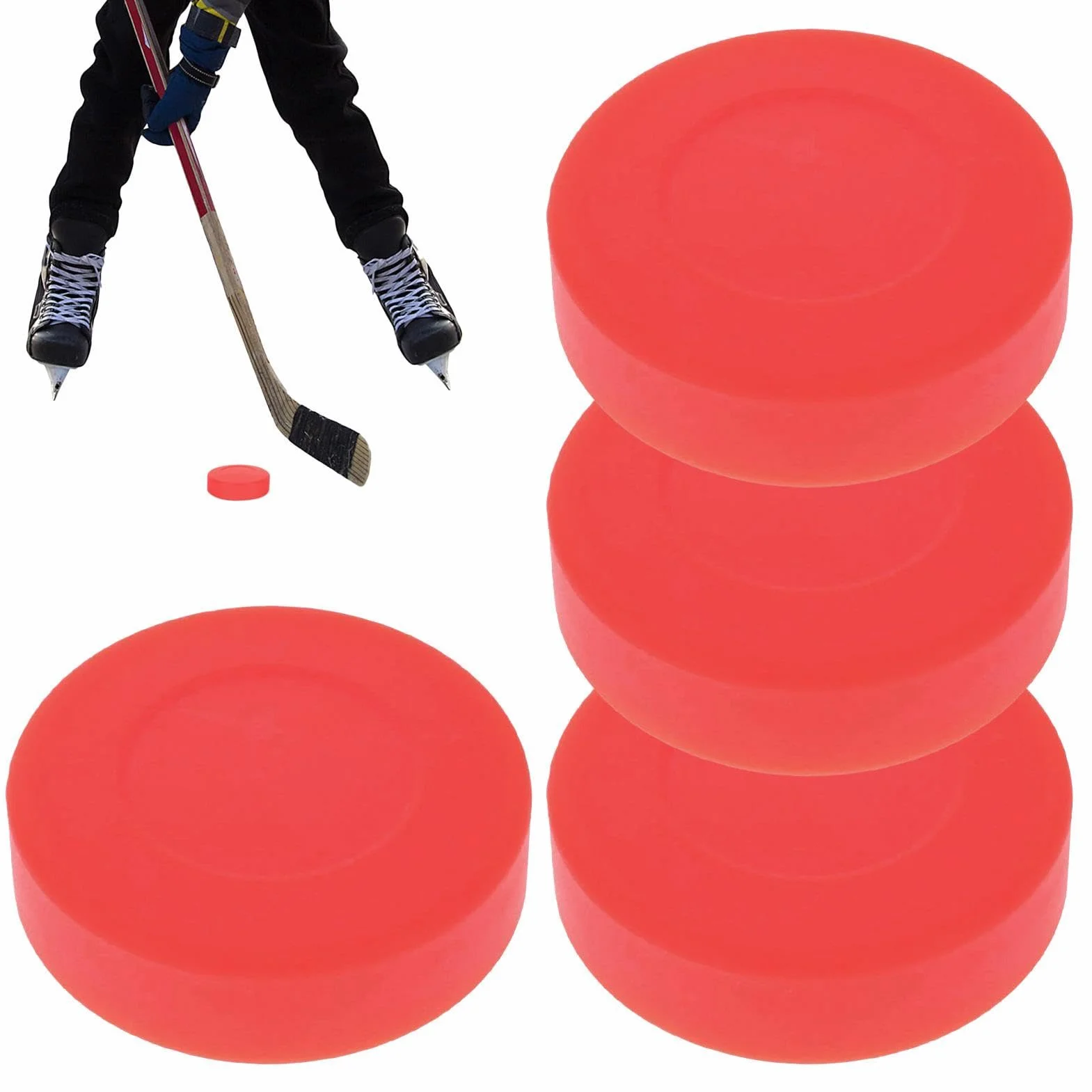 Palets de hockey sur glace PVC caoutchouc 6,9 x 1,8 cm lot de 4 entraînement