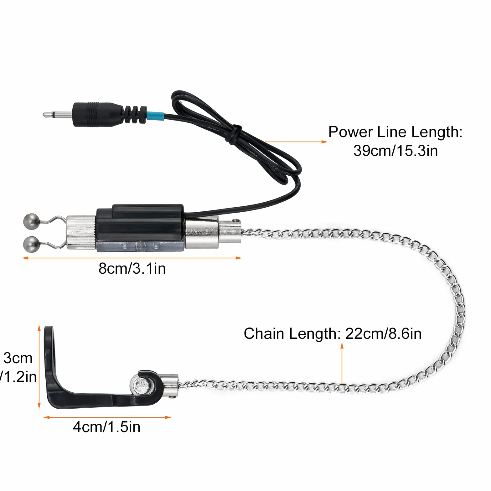 Dr.Fish Indicateurs de Morsure Lot de 3/4 Swinger Lumineux à LED, Ecureuil Pêche Carpe Portables avec Prise Jack 2,5mm Balanciers Détachables sur l'anneau de la Canne