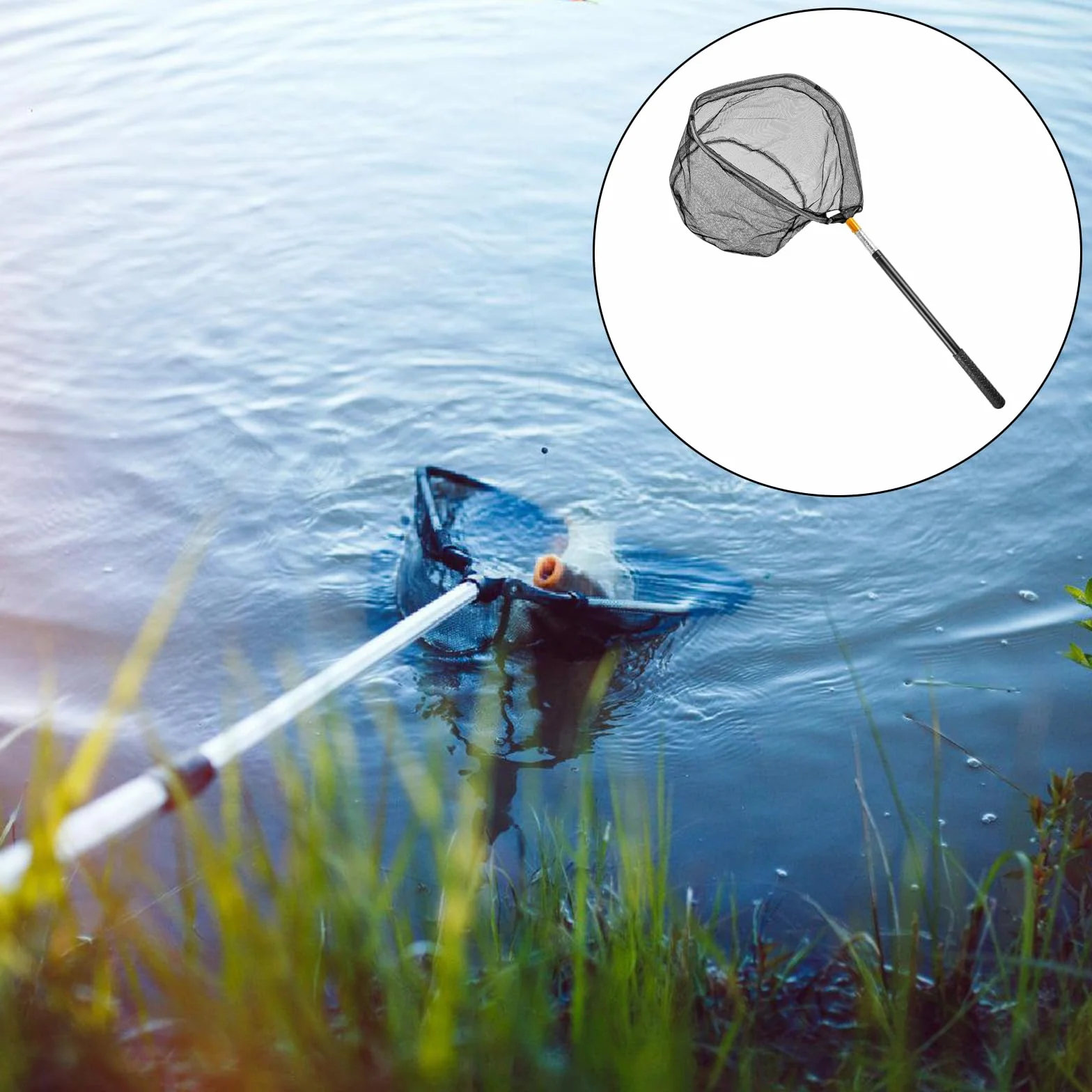 Épuisette de pêche télescopique pliable 130 cm avec sac de rangement