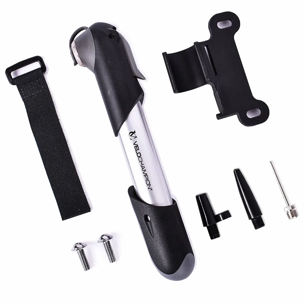 Mini Pompe à Vélo VeloChampion 100 PSI Portable pour Vélos Route, Hybrides et e-Bikes avec Valves Presta, Schrader, Dunlop