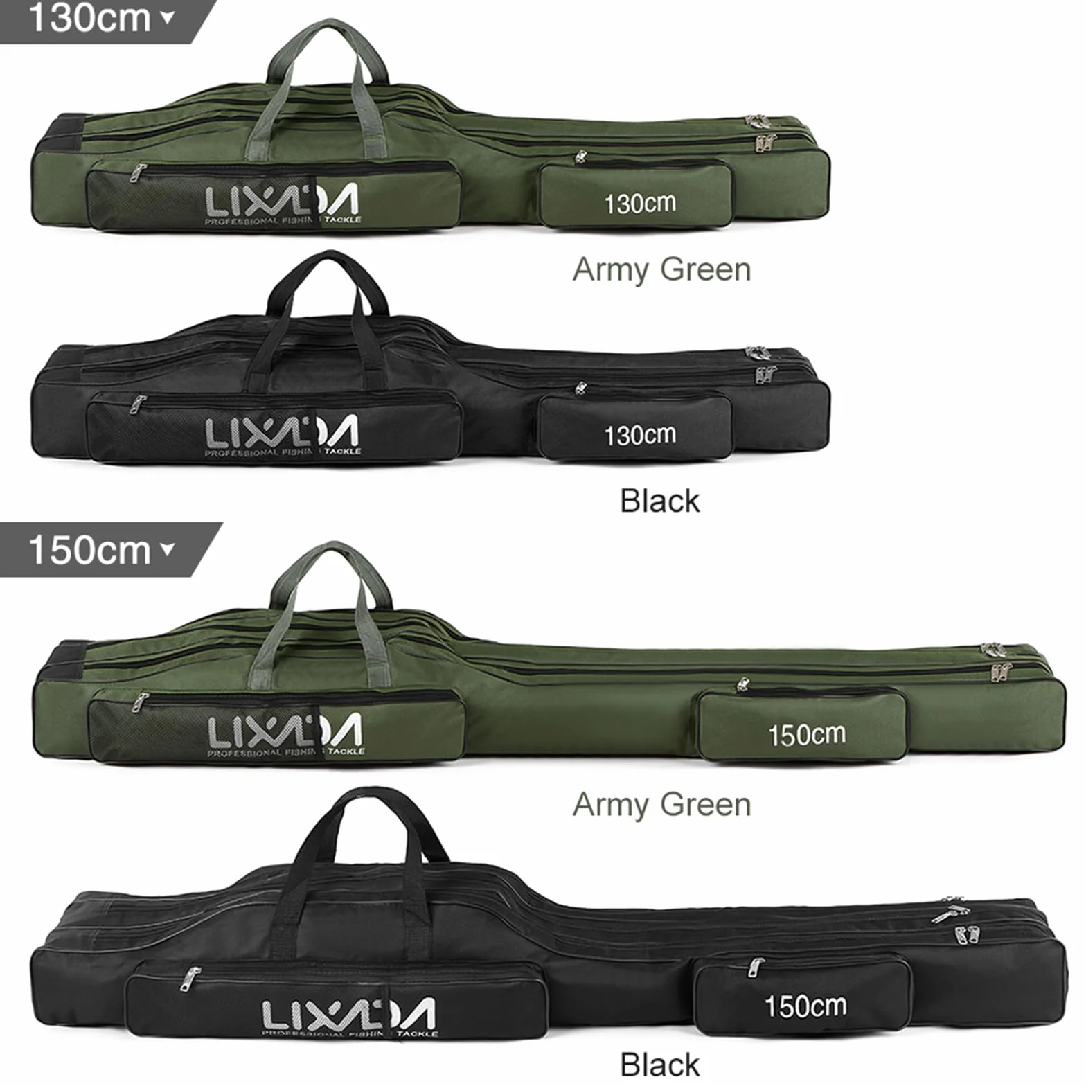 Lixada Sac de Canne à Pêche Portable à Roulettes Trois Couches Pliant