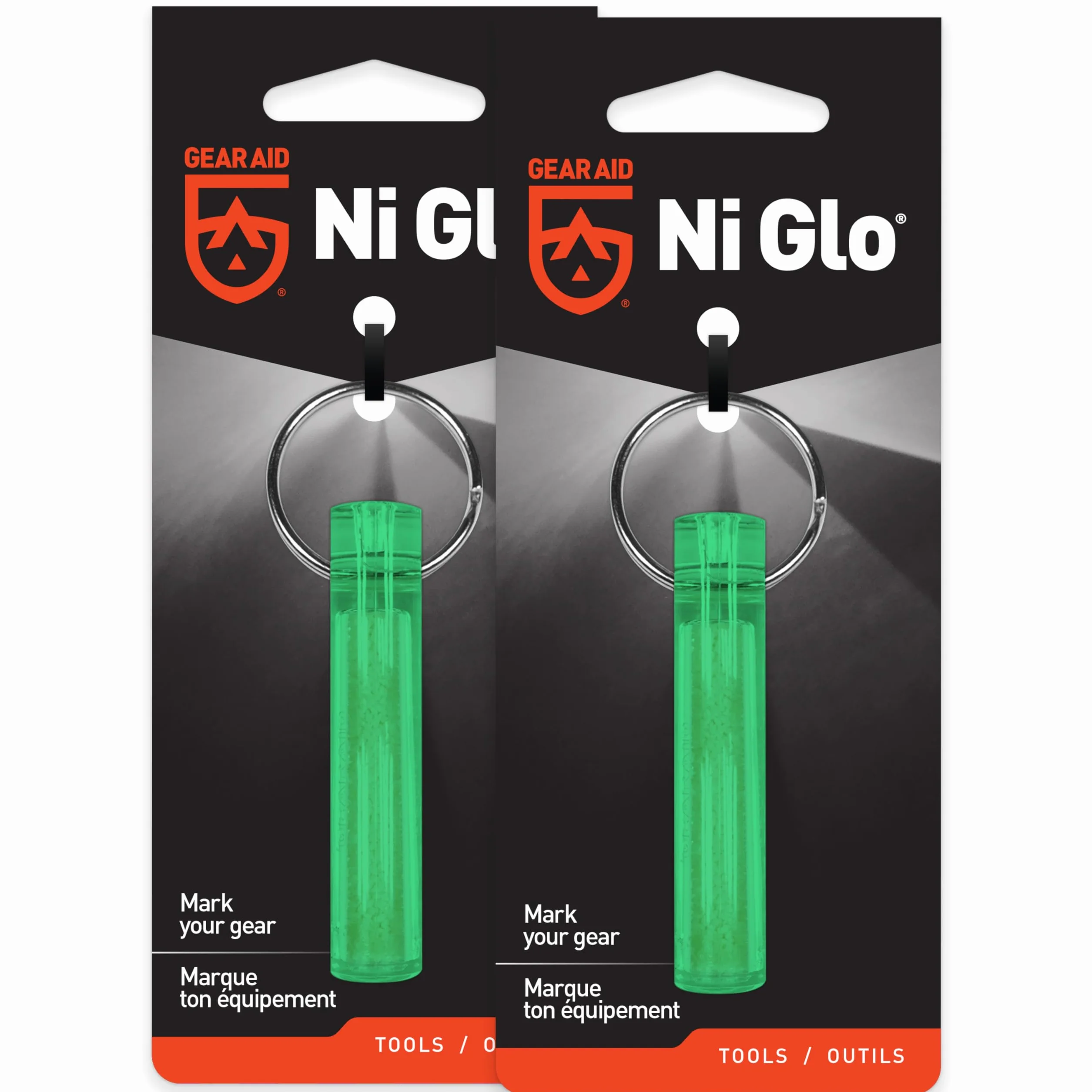 GEAR AID Ni Glo unisexe, porte-clés lumineux de 5 cm pour camping, SCUBA et pêche de nuit, vert, 5 cm