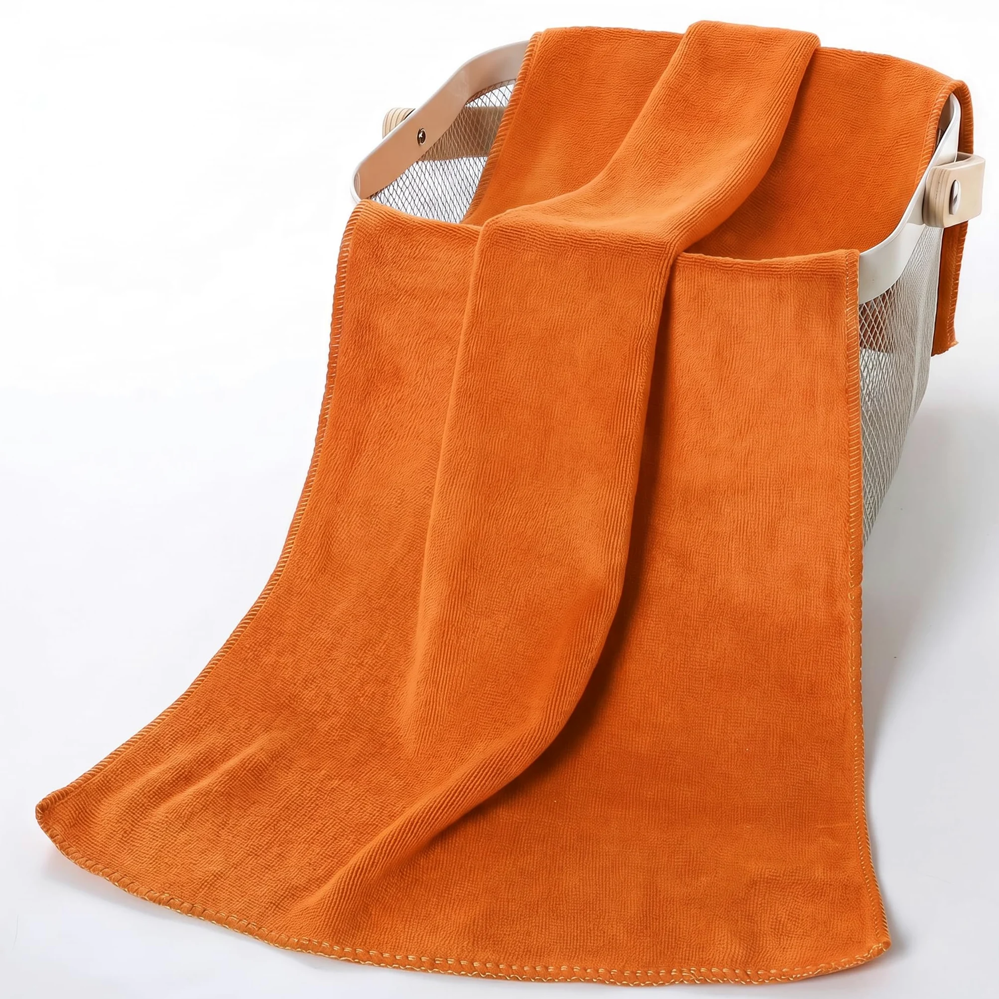 Serviette en microfibre 120 x 50 cm, compacte et à séchage rapide, serviette de sport pour fitness, serviette de voyage, serviette de bain, orange