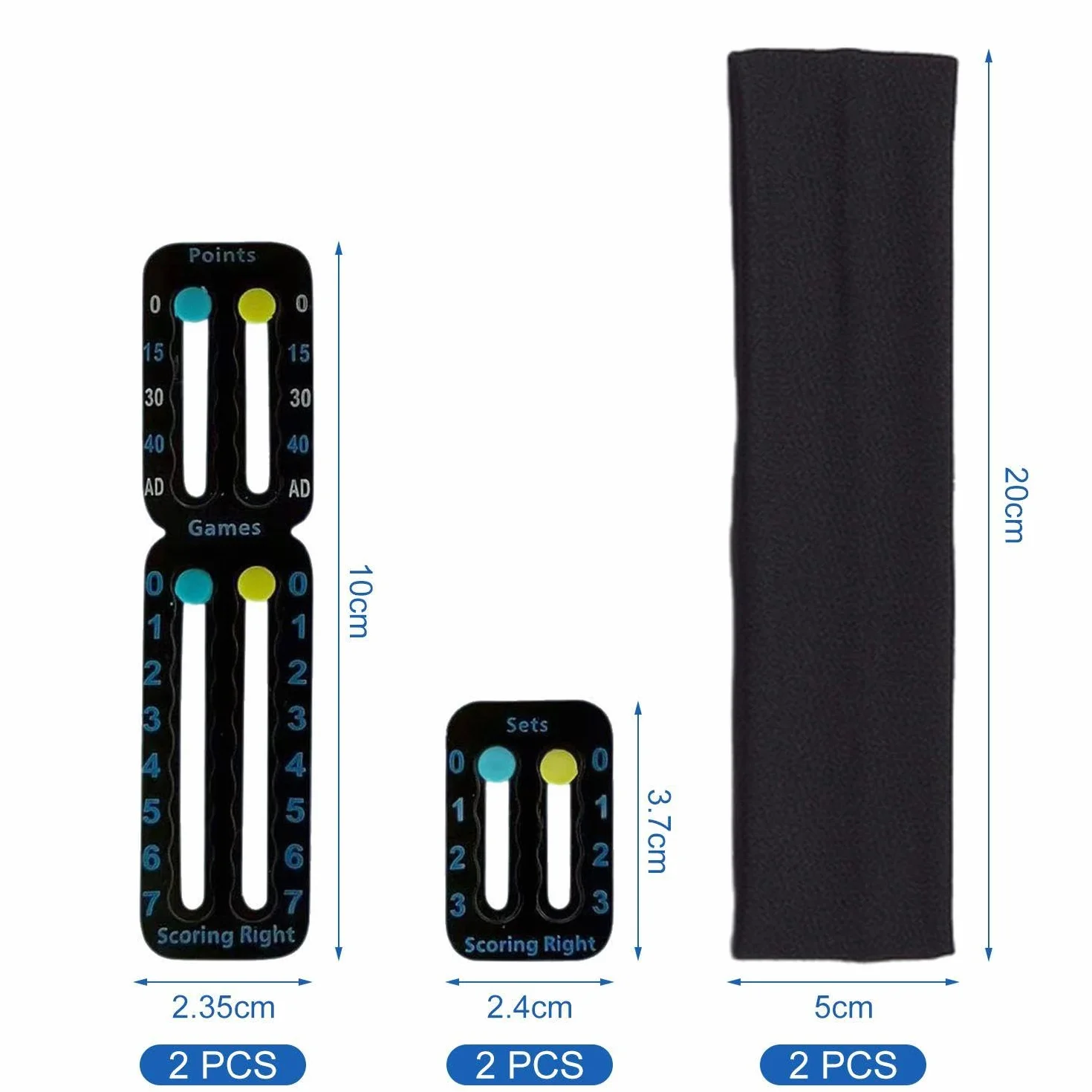 Portable Tennis Scorekeepers Set - 2 Scoreboards with 2 Headbands for Training & Competition