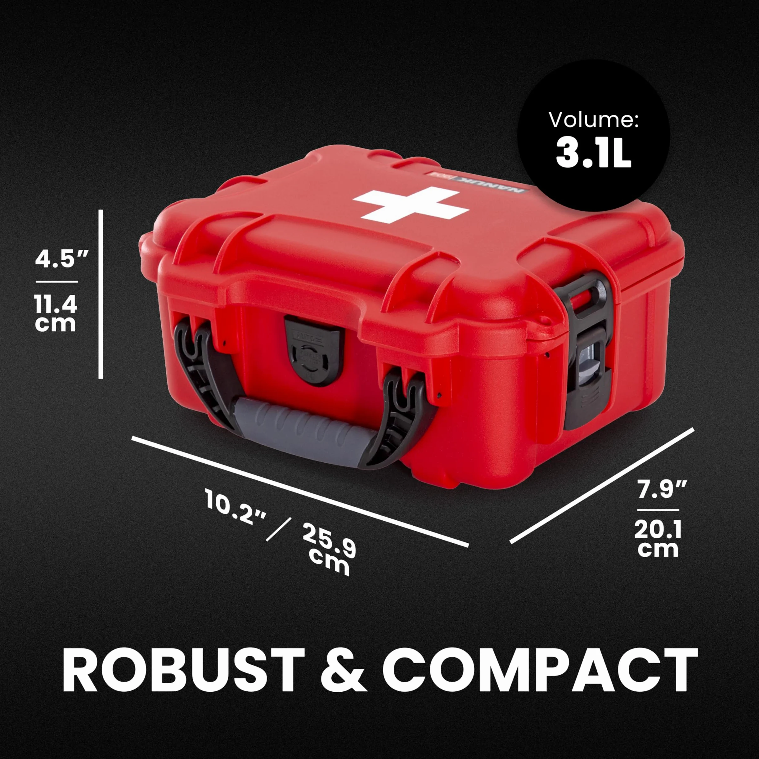 NANUK 904 Valise de Secours Vide avec Organiseur de Couvercle & Séparateurs | 25,9 x 20,1 x 11,4 cm, Protège vos Fournitures Médicales contre l'Eau, la Poussière et les Chocs, Compacte & Personnalisable