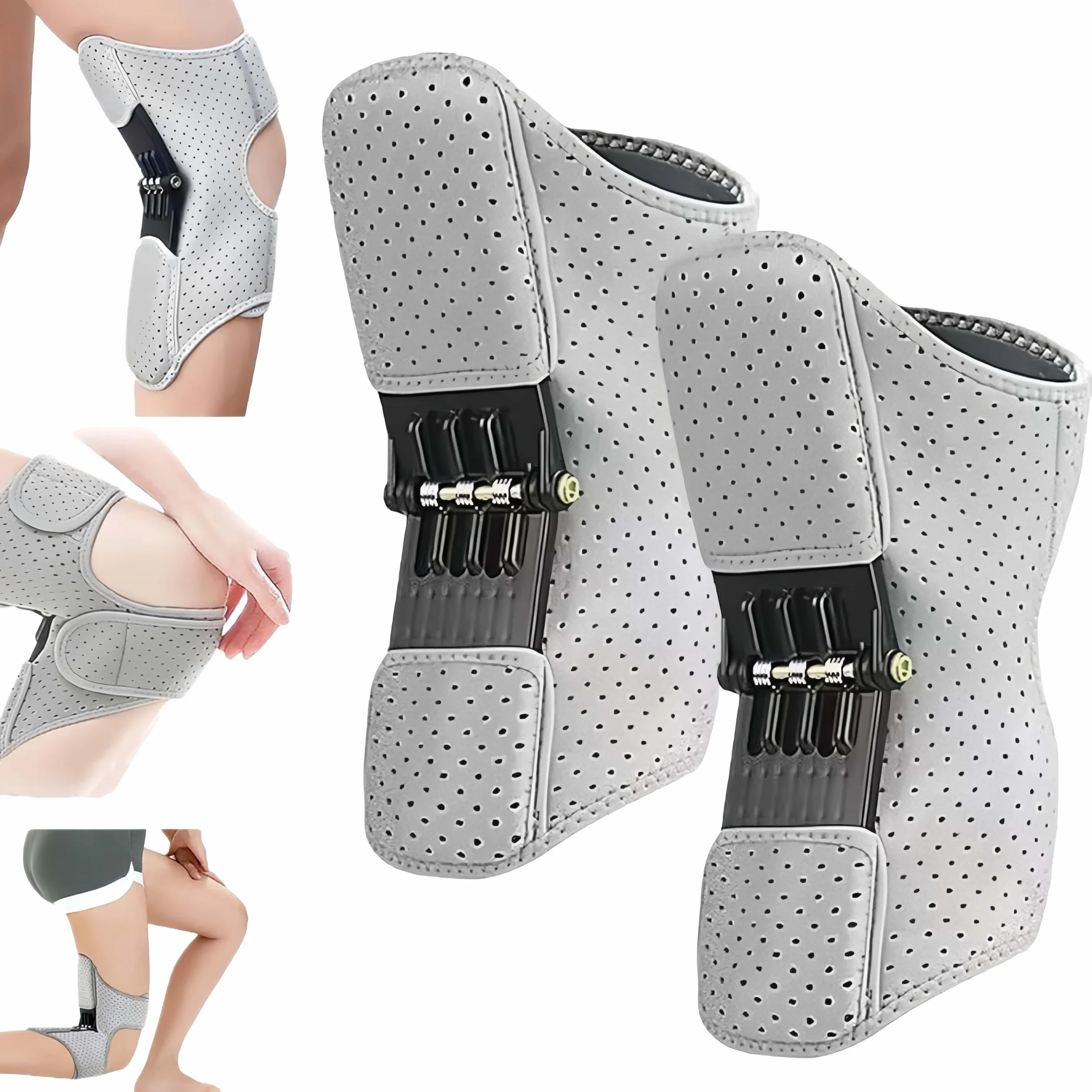 Attelle de soutien pour le genou à ressorts réglables, dispositif d'assistance pour personnes âgées, Gris