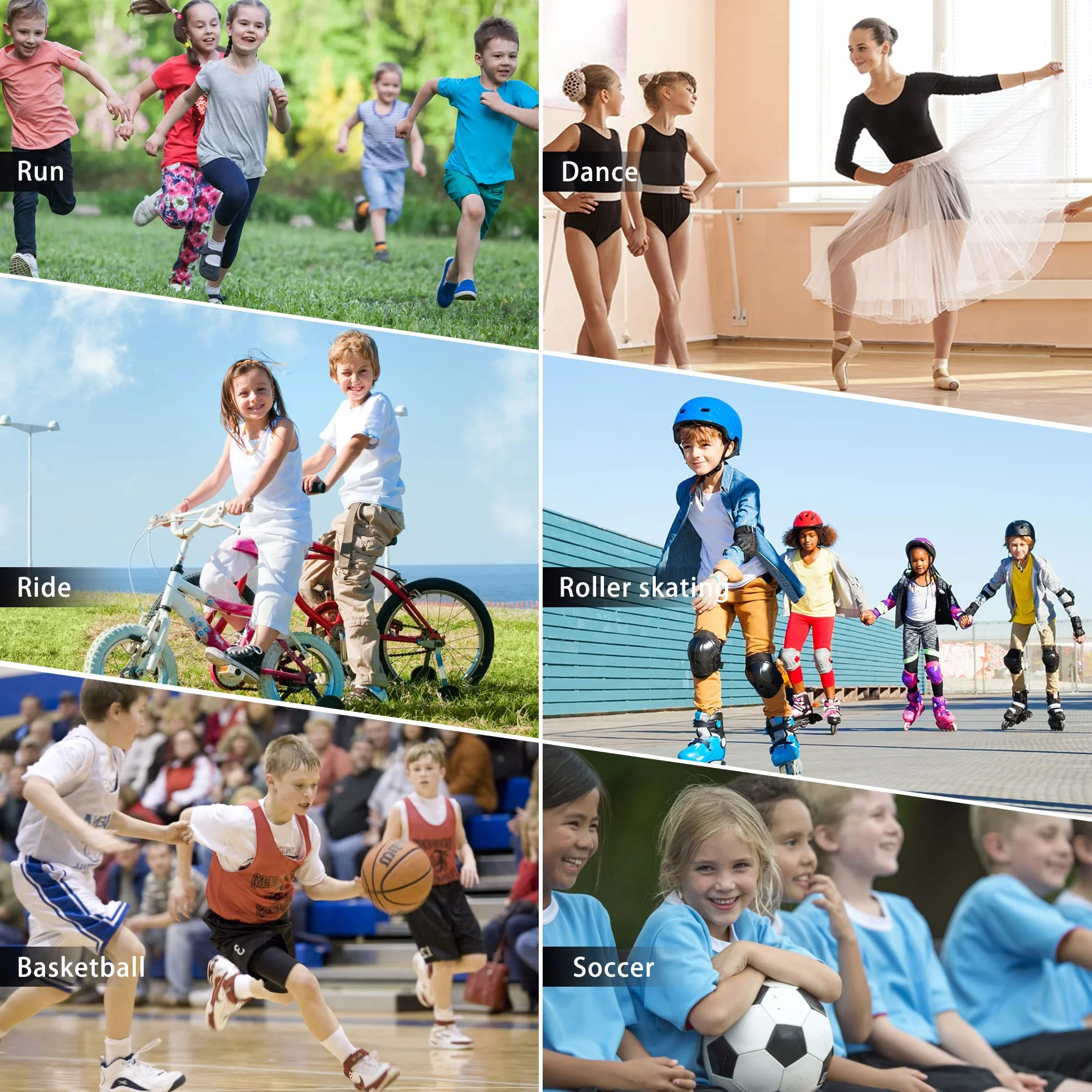 Souple Genouillère et Coudière pour Enfant Ado Adult, Set Protections de Patins Réglable pour Roller Danse Patinage