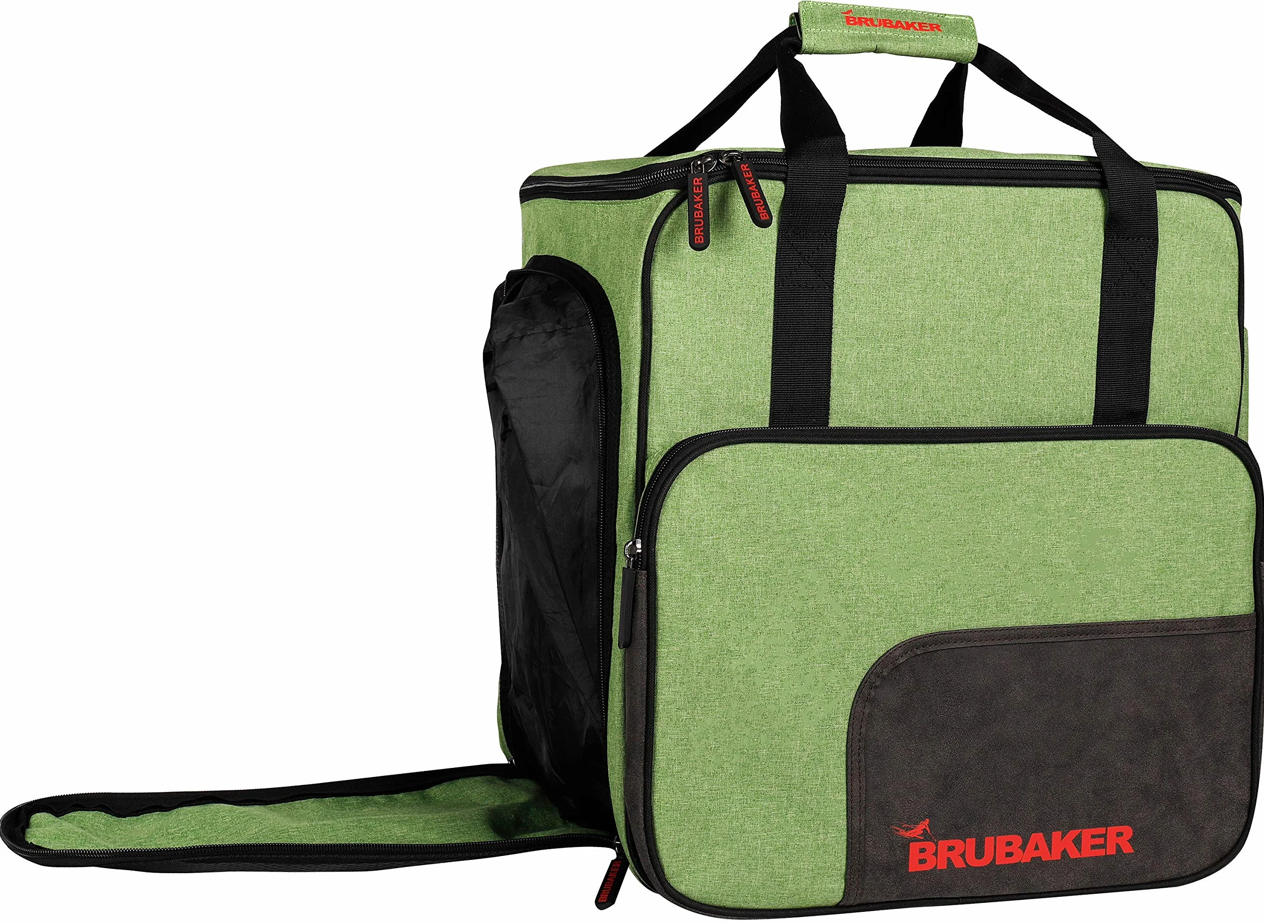 BRUBAKER Set de Ski Carver Performance Housse à Skis Sac Chaussures 1 Paire Skis Bâtons Chaussures Casque Vert Noir