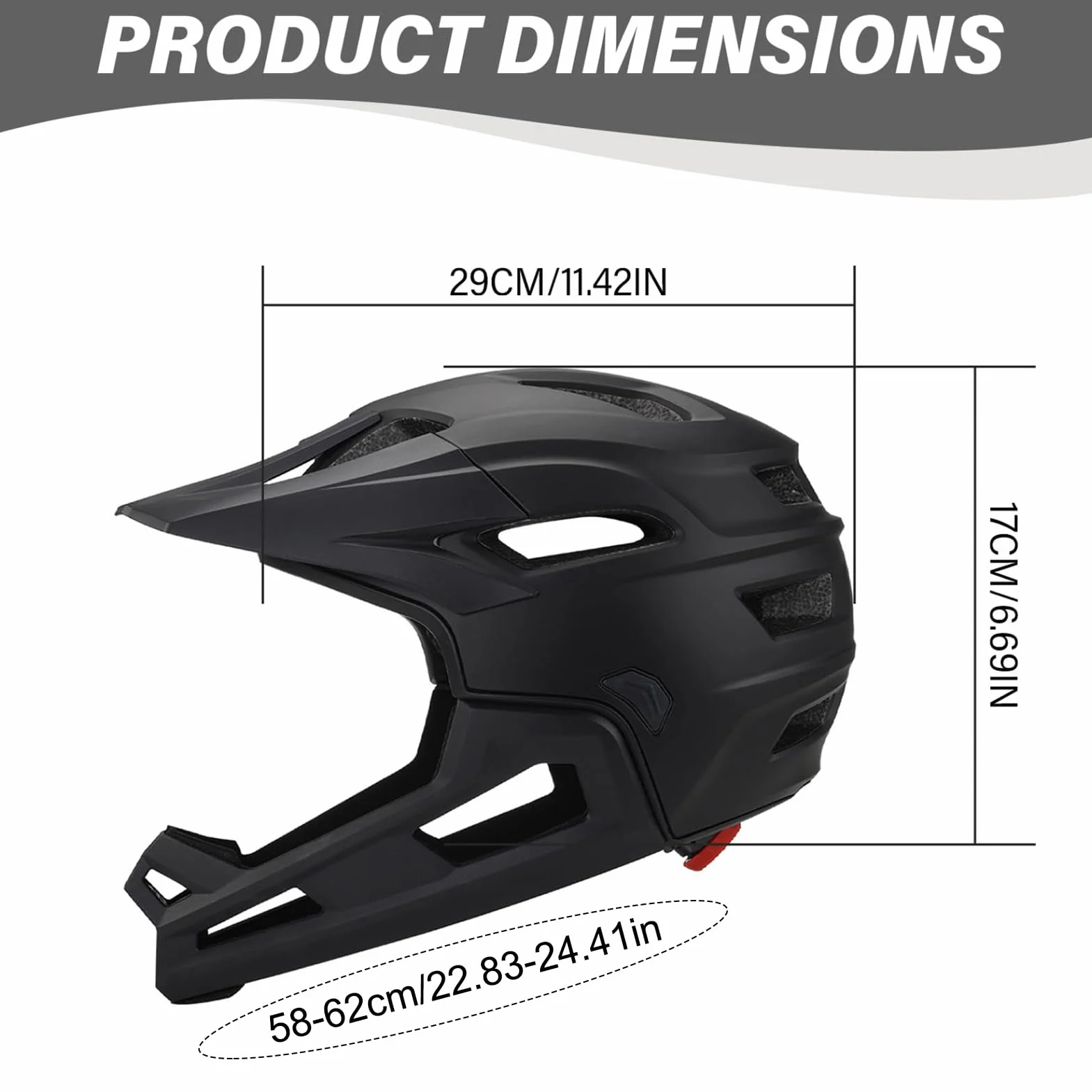Casque Intégral VTT Adulte Avec Mentonnière Amovible et Visière Réglable Anti-Choc